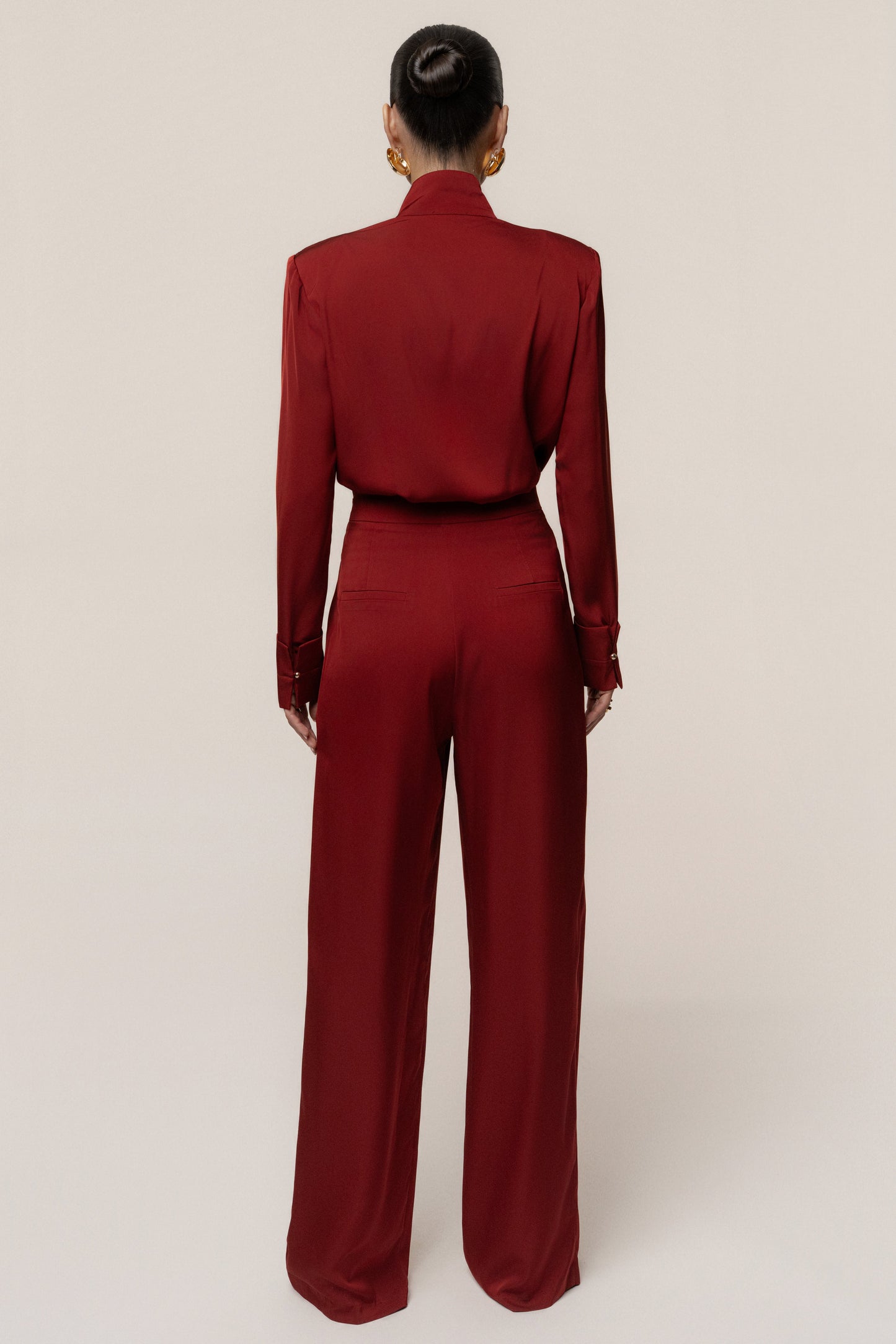 Burgundy Visionary Pleated Bodysuit JLUXLABEL