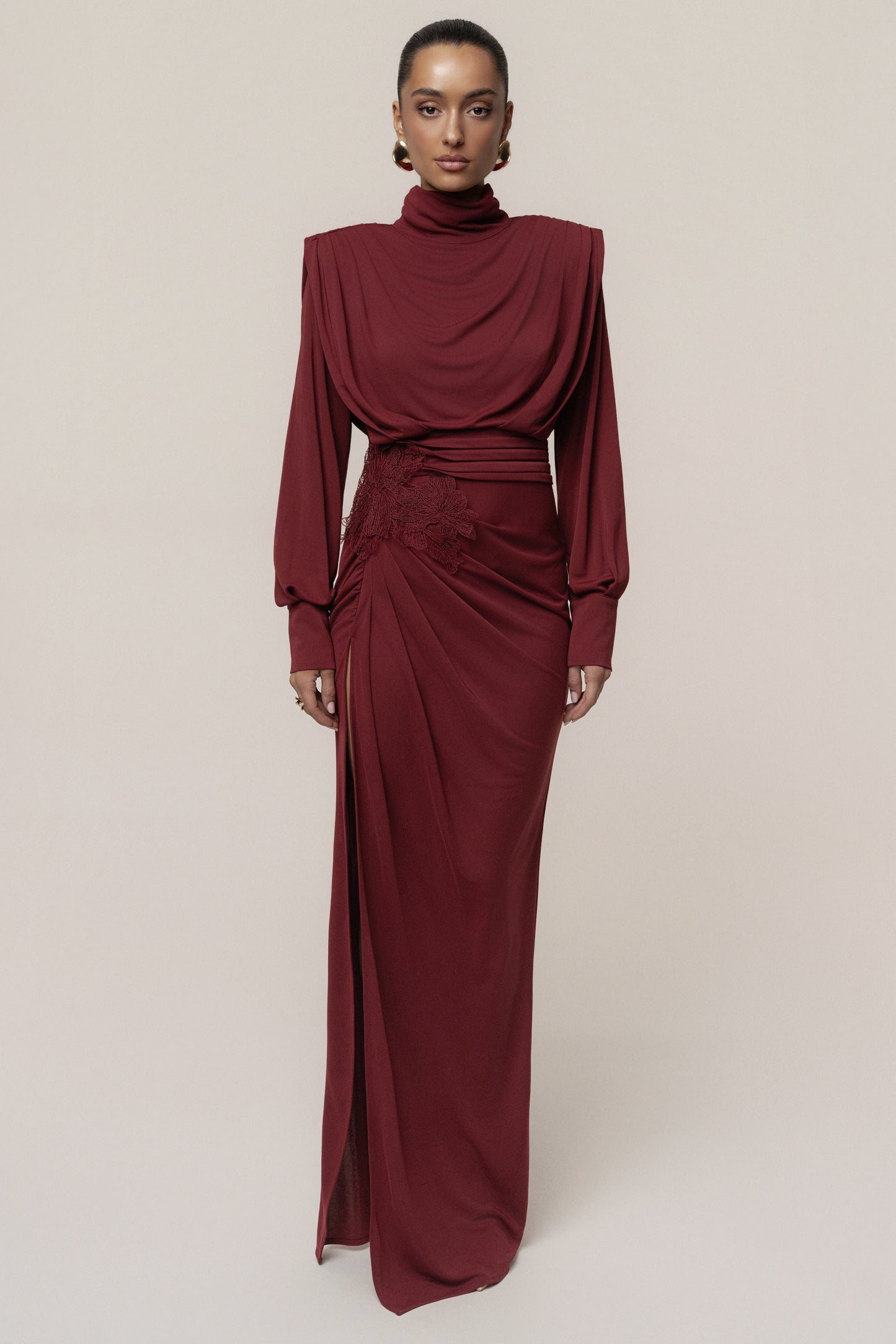 Burgundy Radiance Maxi Gown JLUXLABEL