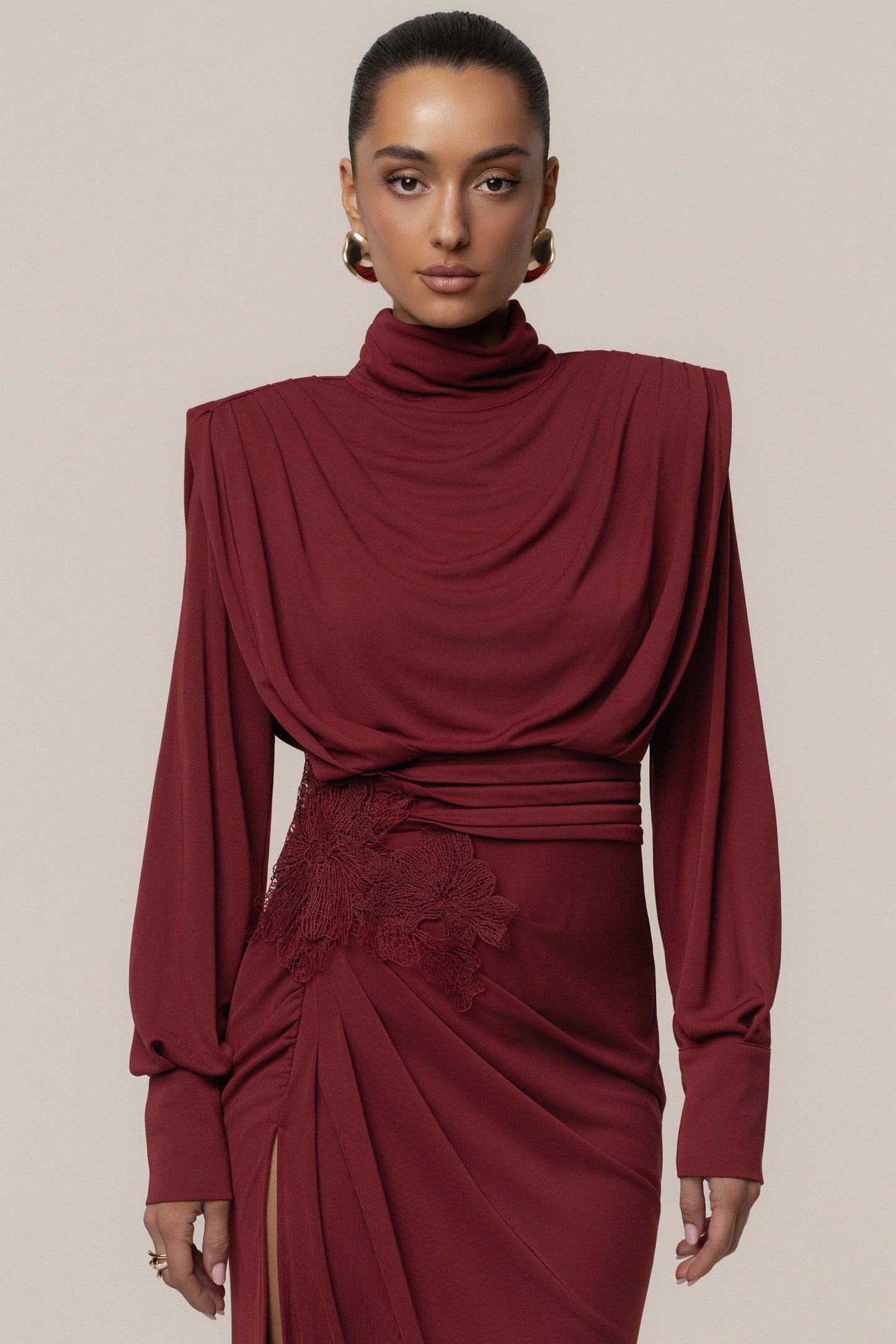 Burgundy Radiance Maxi Gown JLUXLABEL