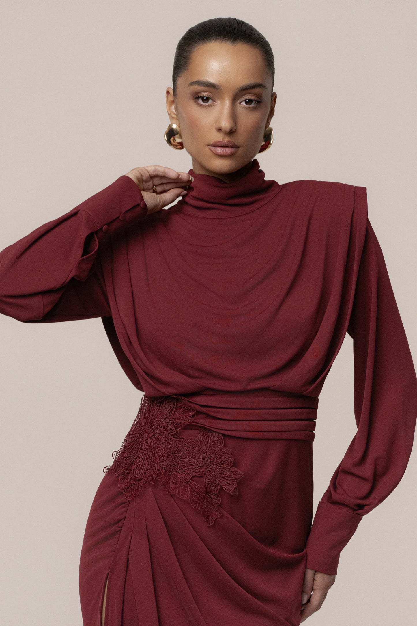 Burgundy Radiance Maxi Gown JLUXLABEL