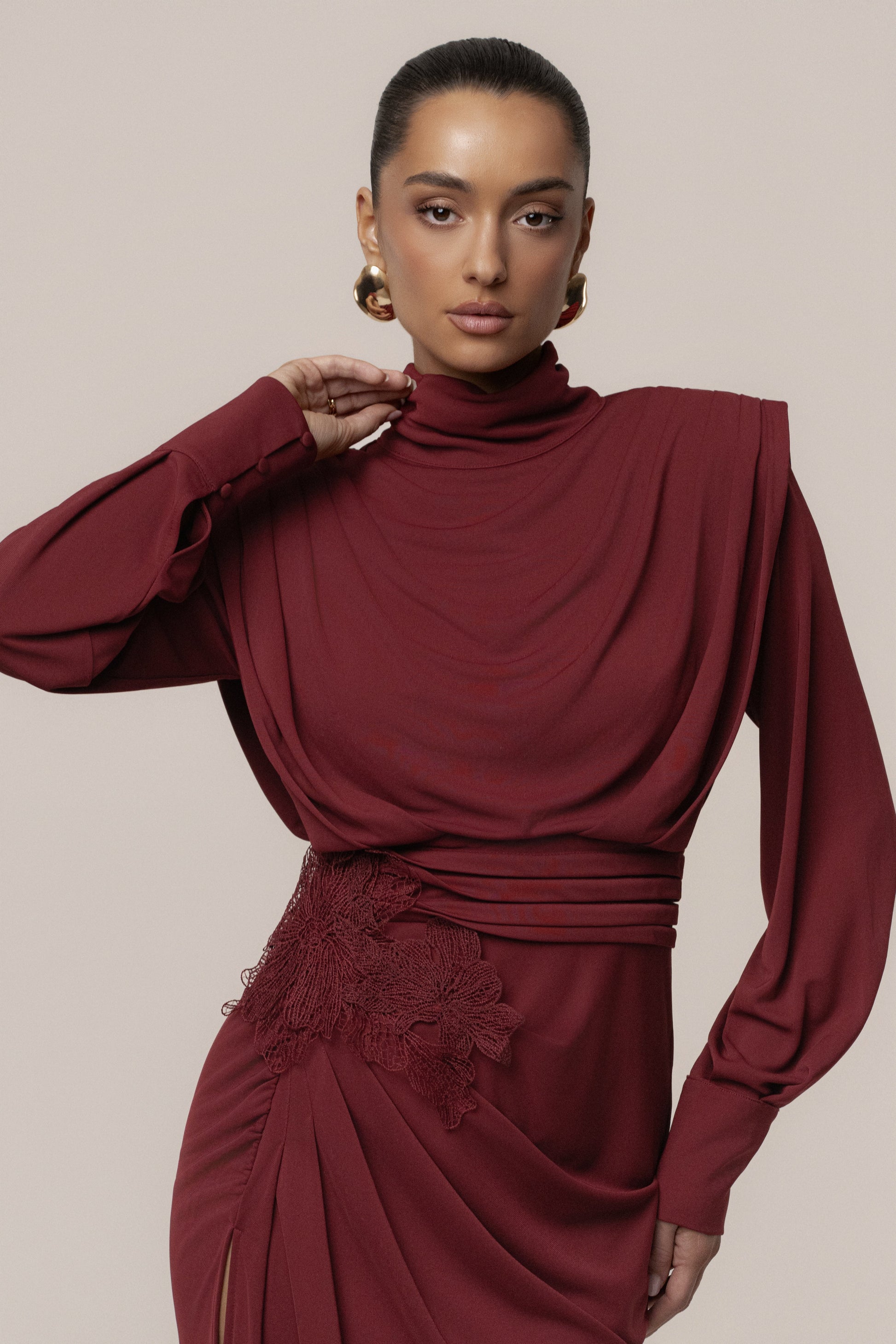 Burgundy Radiance Maxi Gown JLUXLABEL