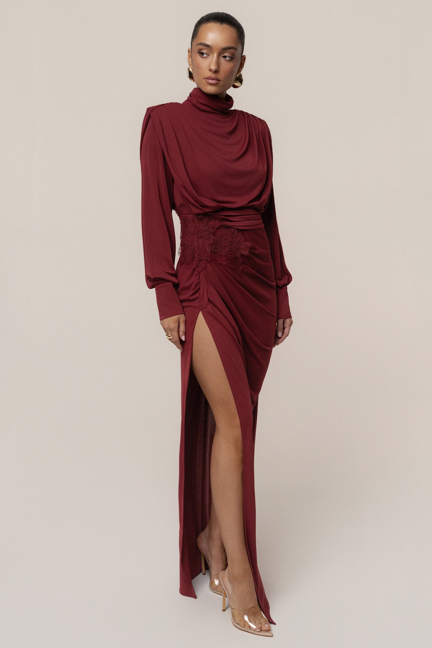 Burgundy Radiance Maxi Gown JLUXLABEL