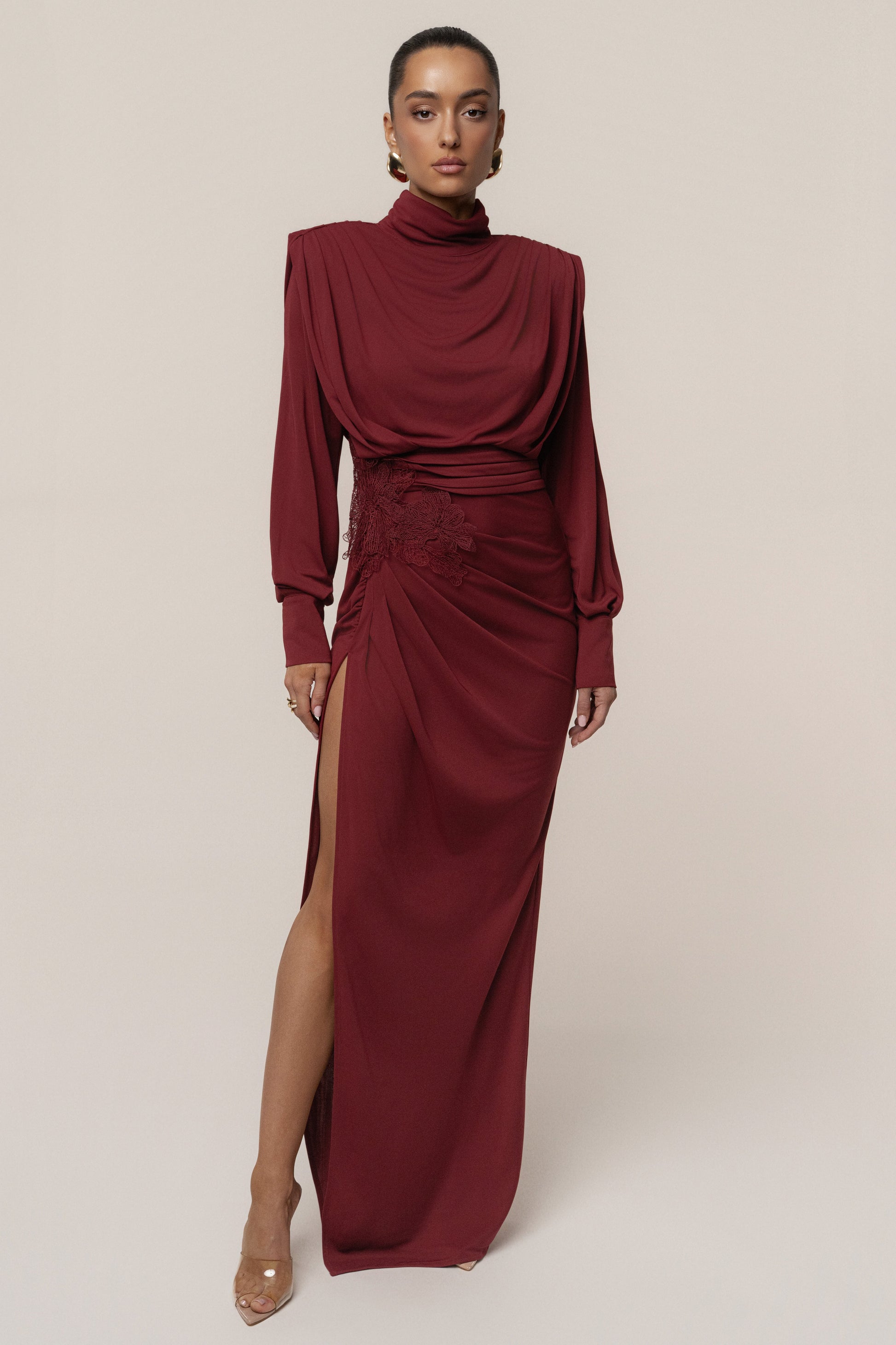 Burgundy Radiance Maxi Gown JLUXLABEL