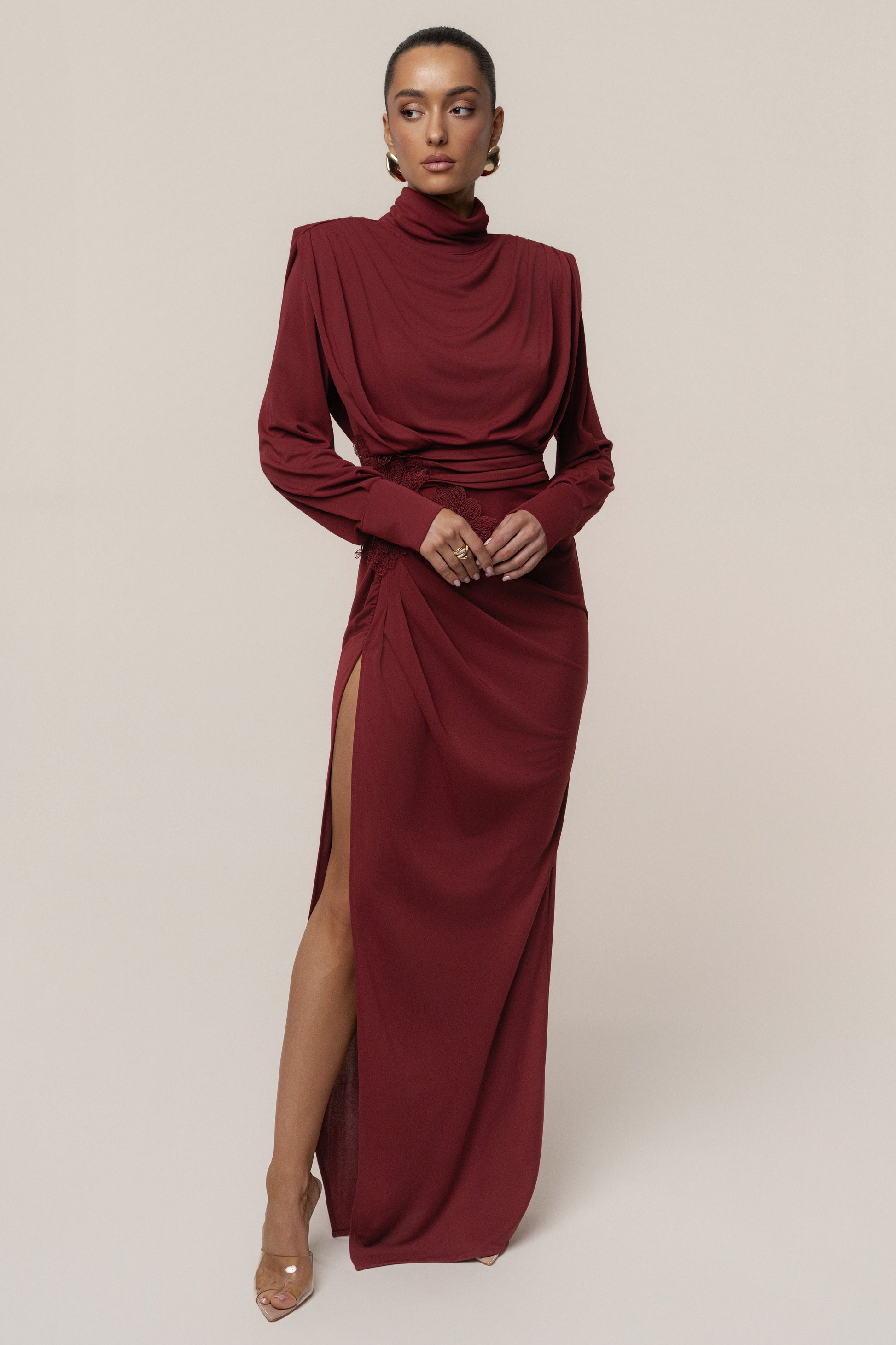 Burgundy Radiance Maxi Gown JLUXLABEL