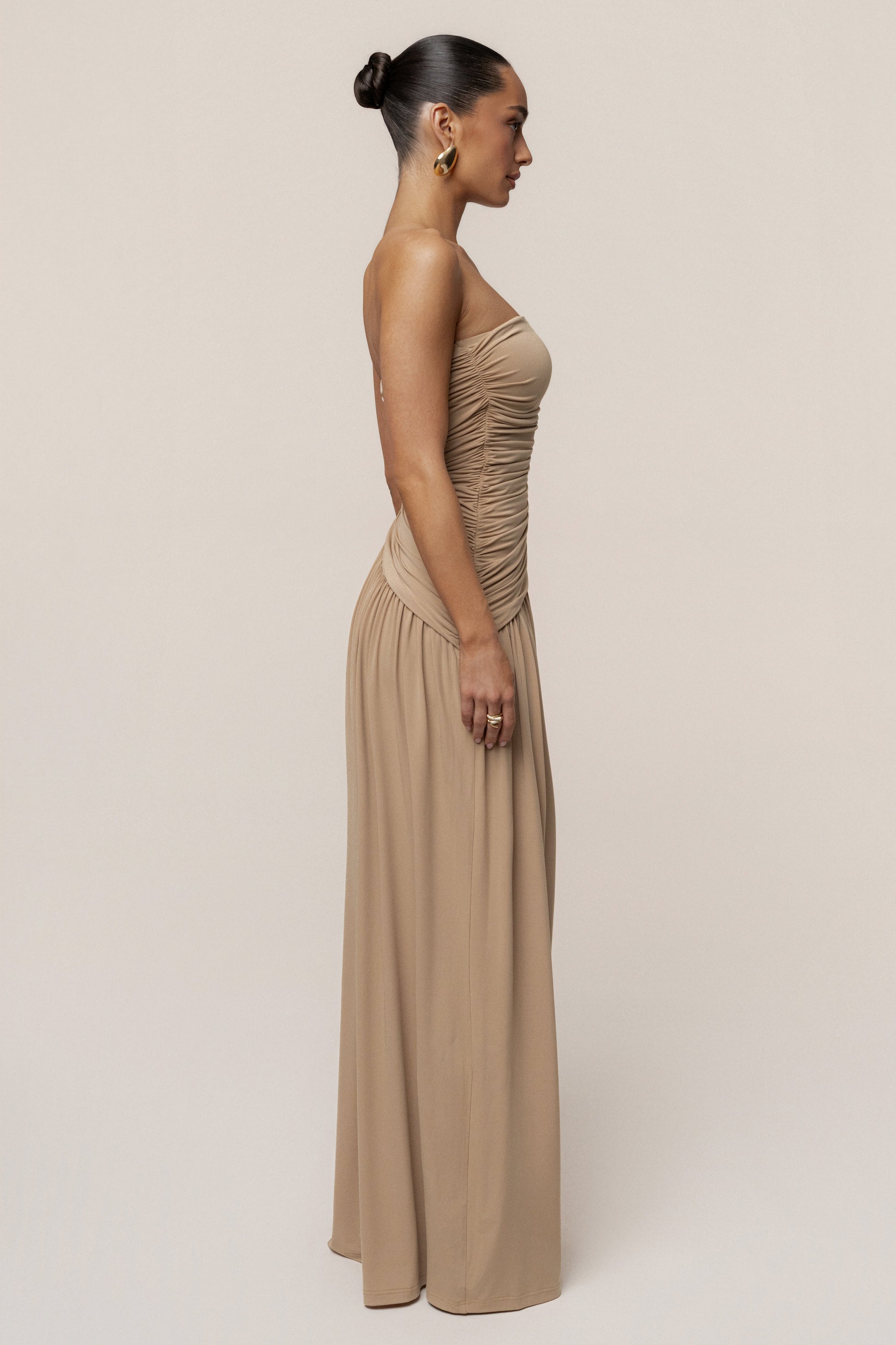 Beige Vision Of Elegance Maxi Dress JLUXLABEL