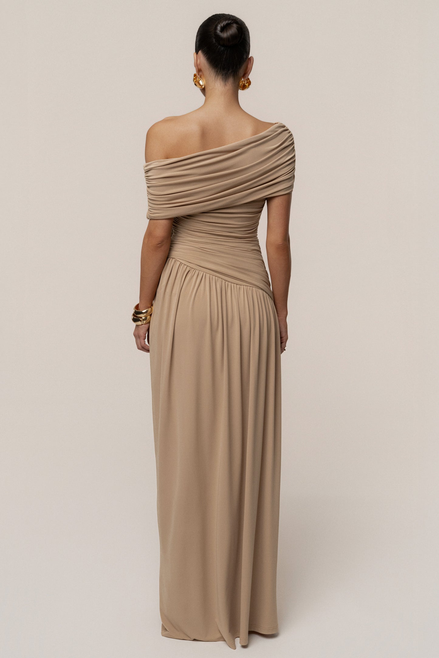 Beige Vision Of Elegance Maxi Dress JLUXLABEL