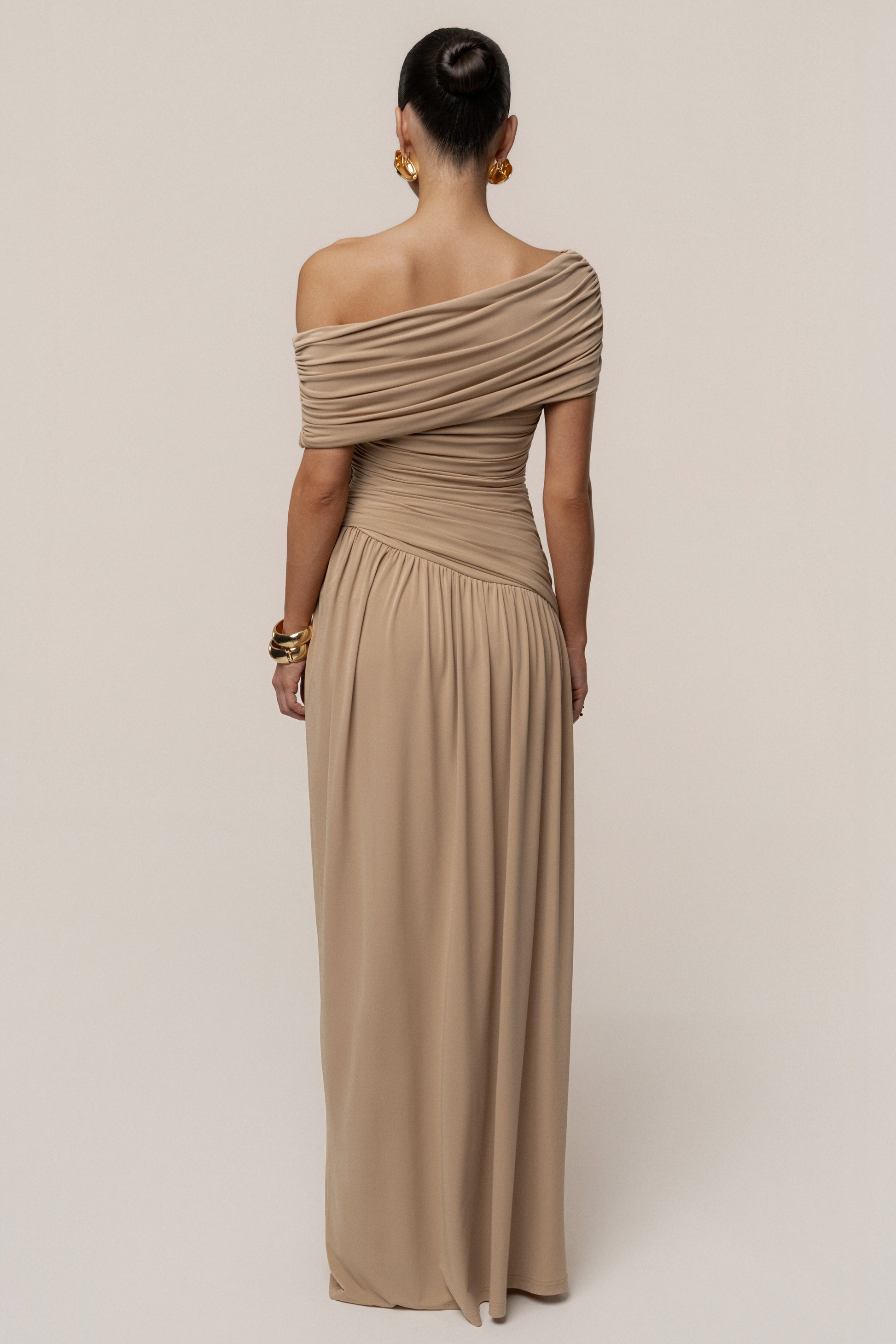 Beige Vision Of Elegance Maxi Dress JLUXLABEL