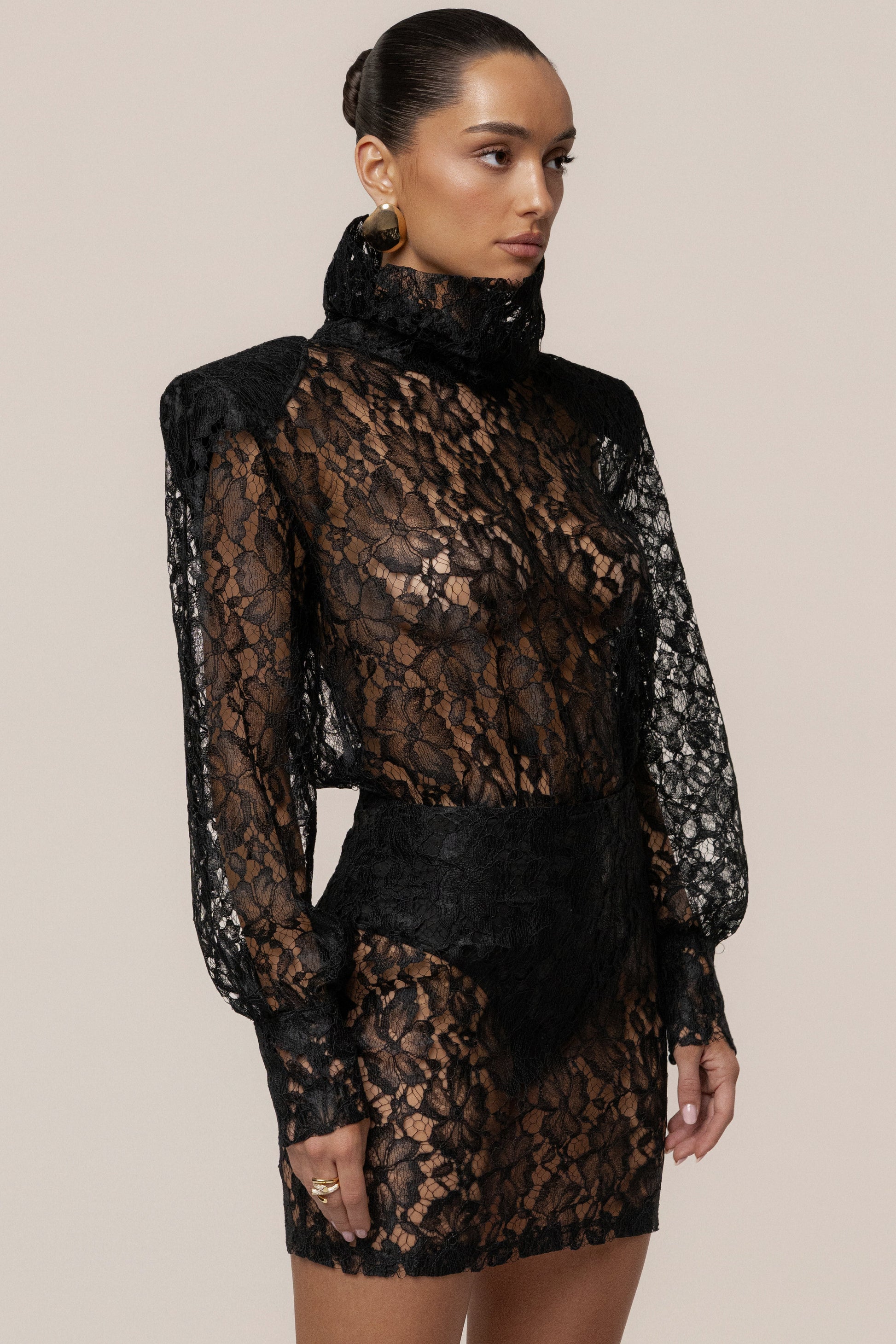 Black Devotion Lace Bodysuit & Skirt Set JLUXLABEL