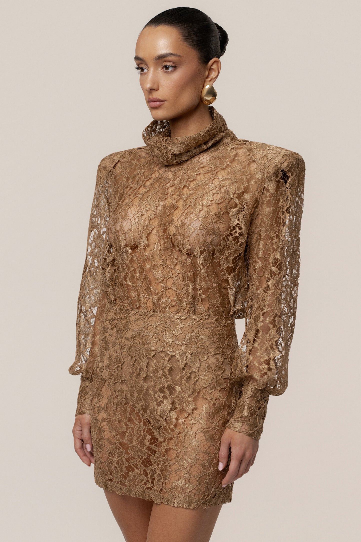Beige Devotion Lace Bodysuit & Skirt Set JLUXLABEL