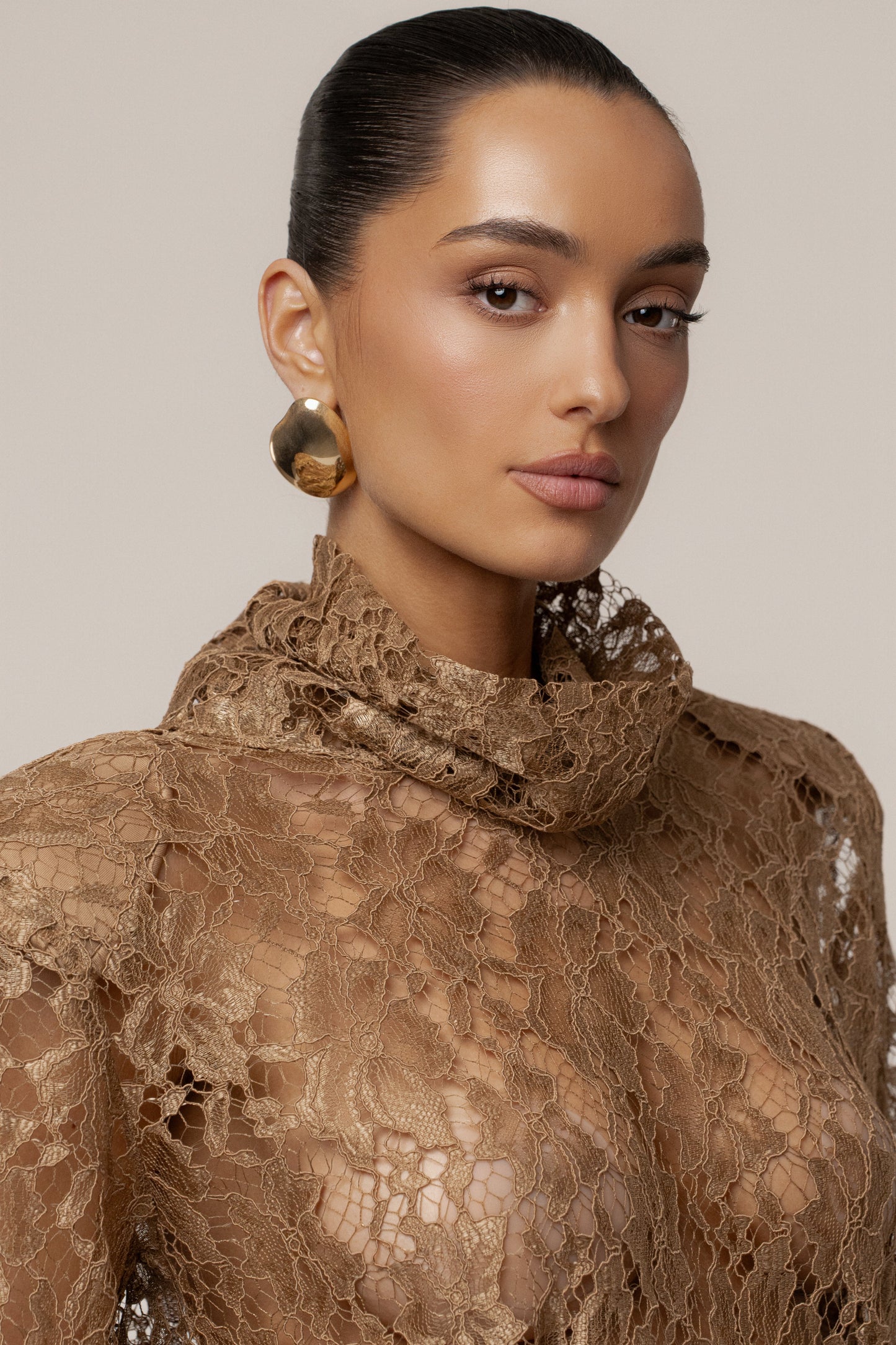 Beige Devotion Lace Bodysuit & Skirt Set JLUXLABEL