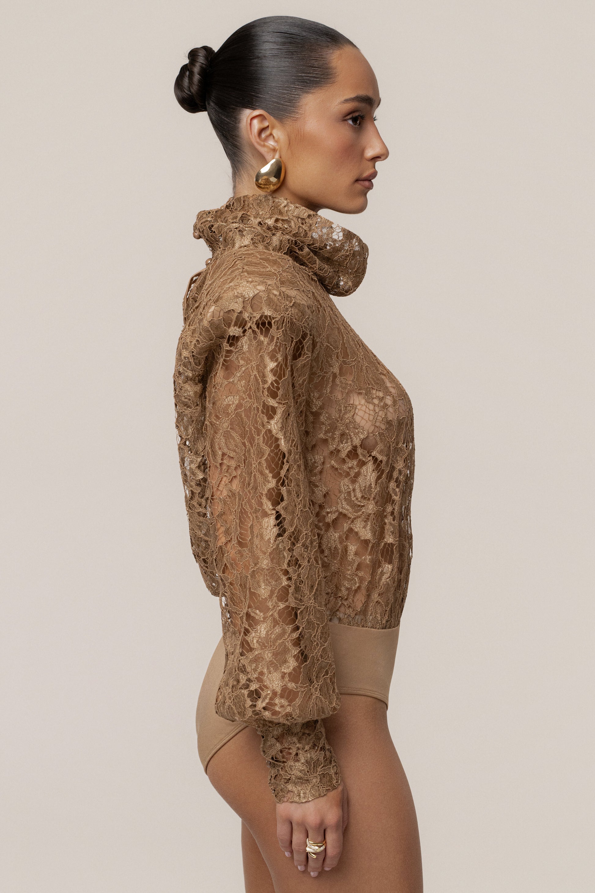 Beige Devotion Lace Bodysuit & Skirt Set JLUXLABEL