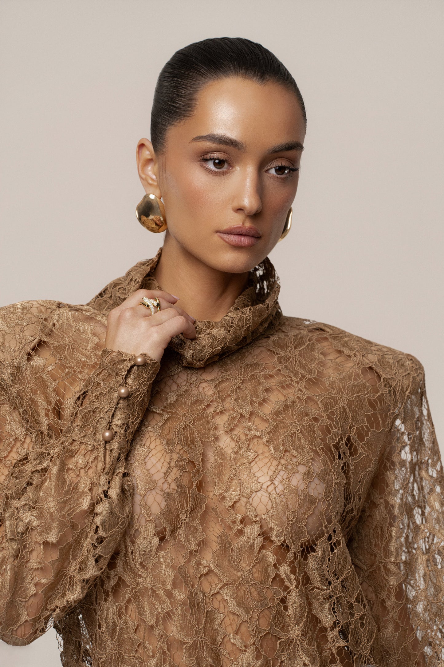 Beige Devotion Lace Bodysuit & Skirt Set JLUXLABEL
