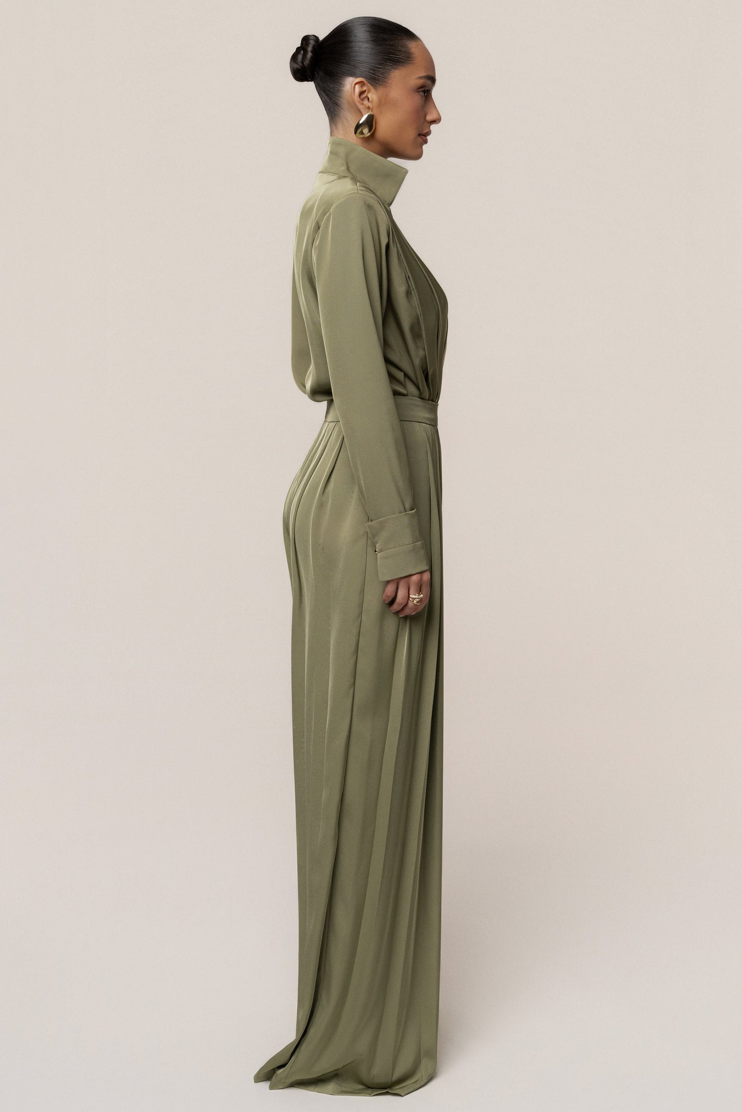 Olive Visionary Pleated Bodysuit JLUXLABEL