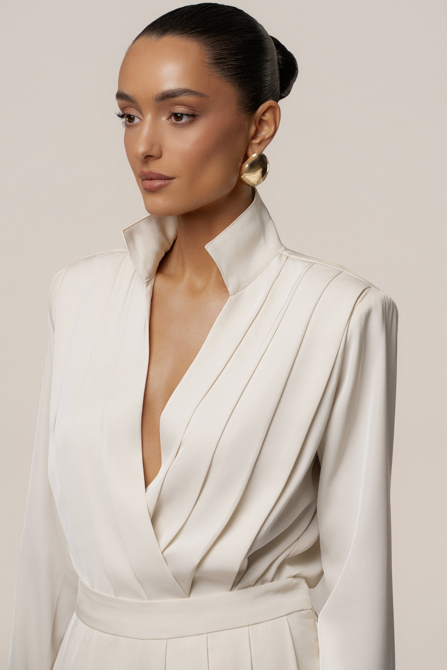 Buttercream Visionary Pleated Bodysuit JLUXLABEL