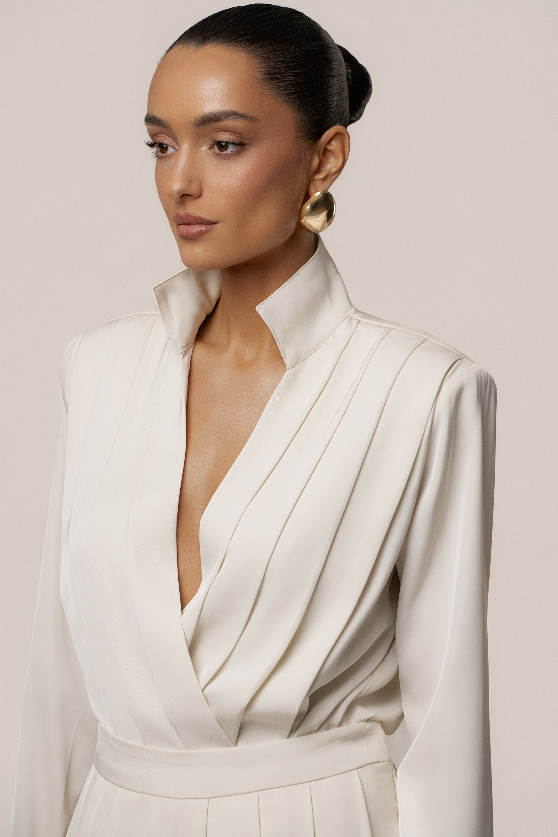 Buttercream Visionary Pleated Bodysuit JLUXLABEL