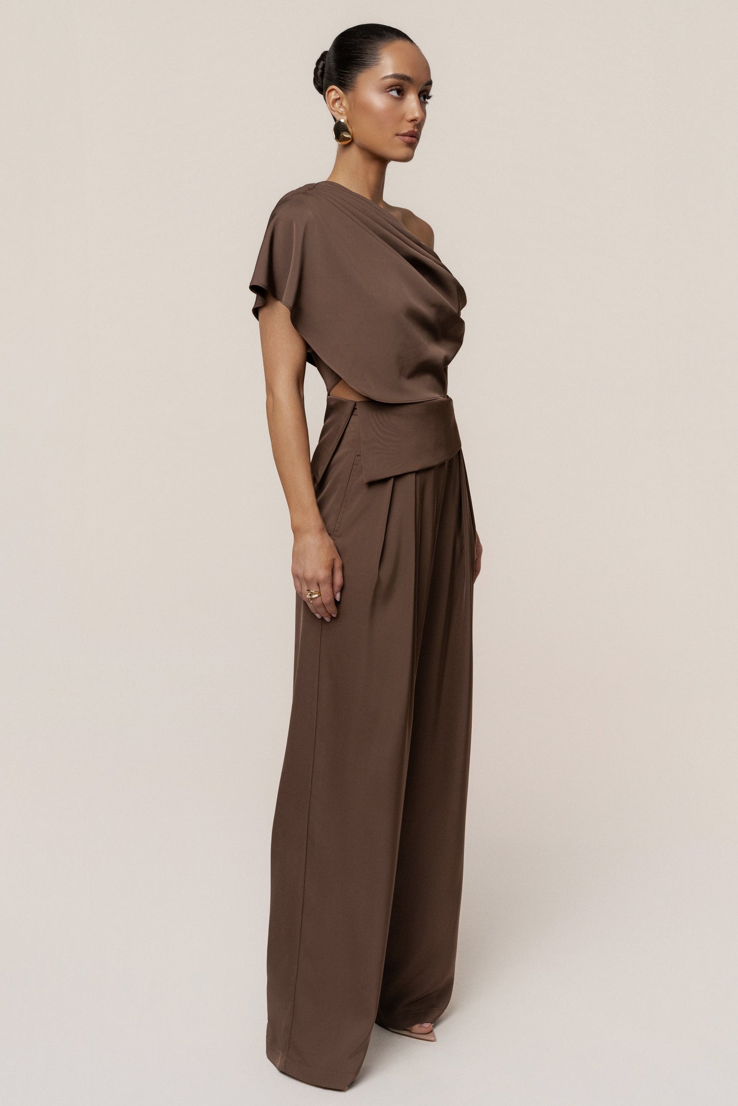 Chocolate Gleam and Glow Satin Top JLUXLABEL