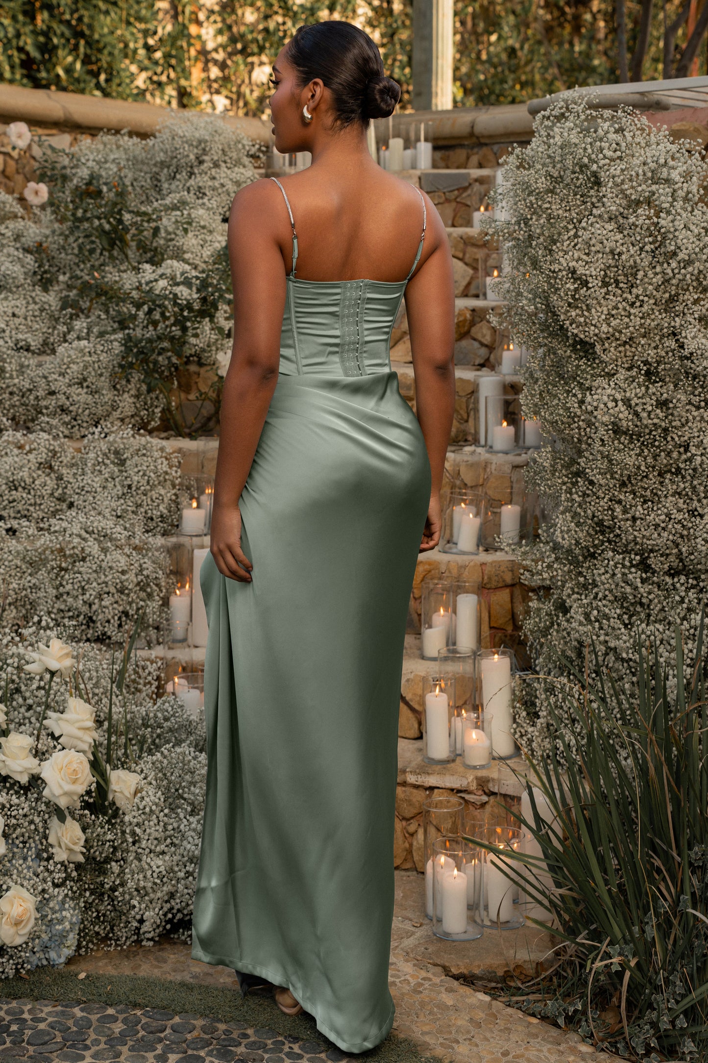 Sage Olea Satin Skirt JLUXLABEL