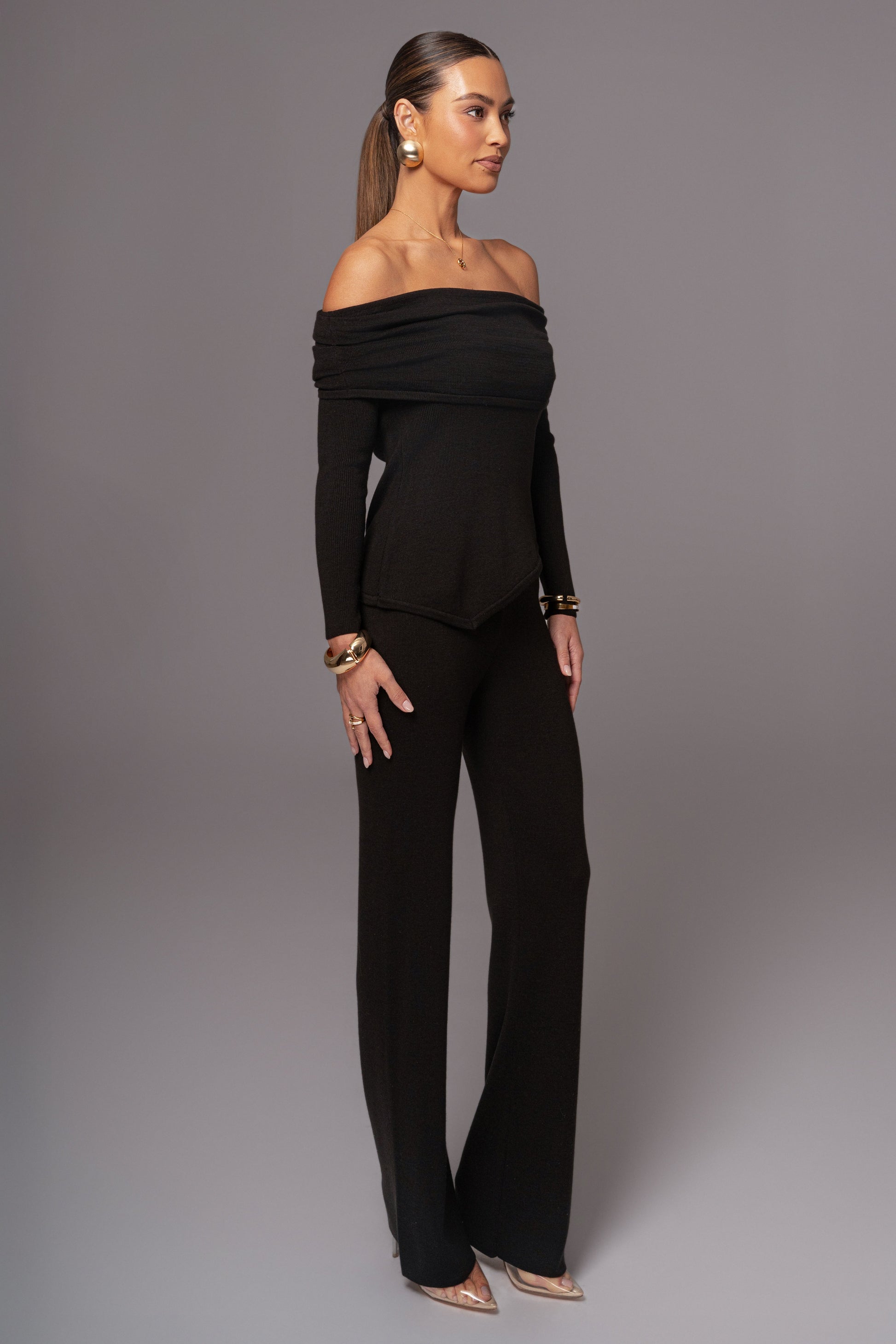 Black Alani Knit Pants JLUXLABEL