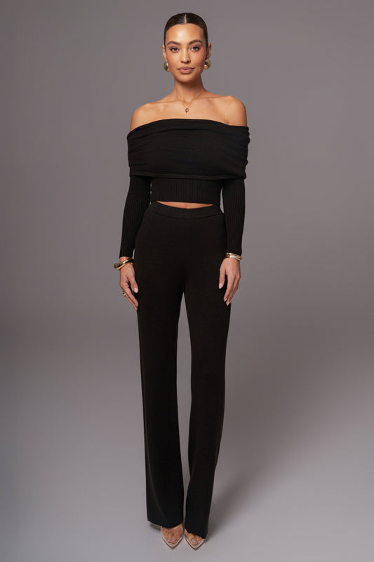 Black Alani Knit Pants JLUXLABEL