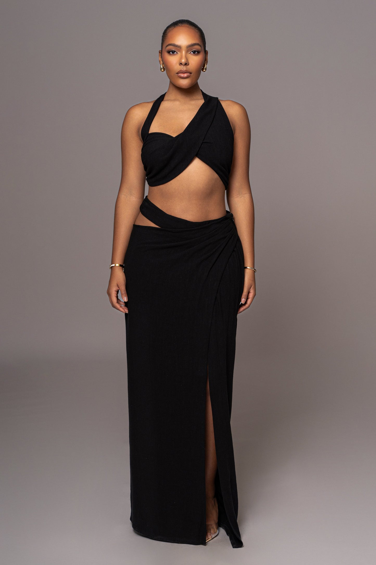 Black New Age Two Piece Skirt Set JLUXLABEL