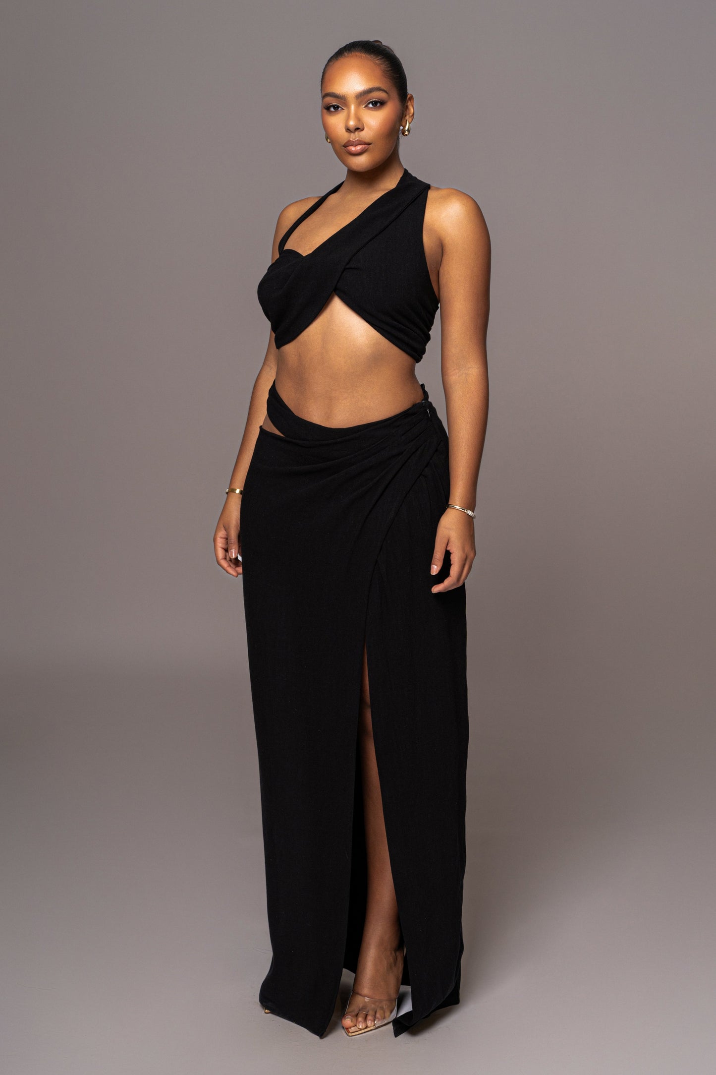 Black New Age Two Piece Skirt Set JLUXLABEL