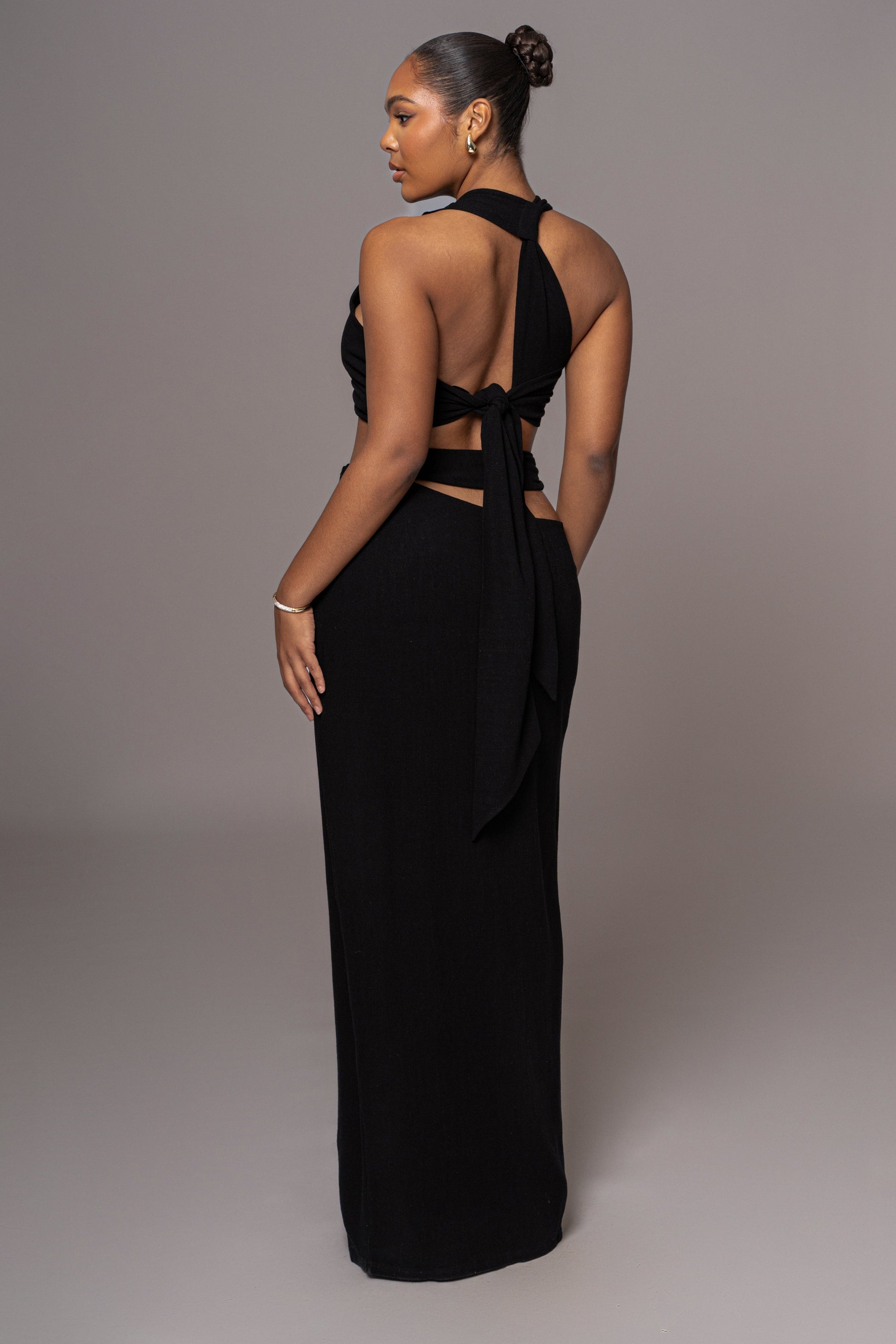 Black New Age Two Piece Skirt Set JLUXLABEL