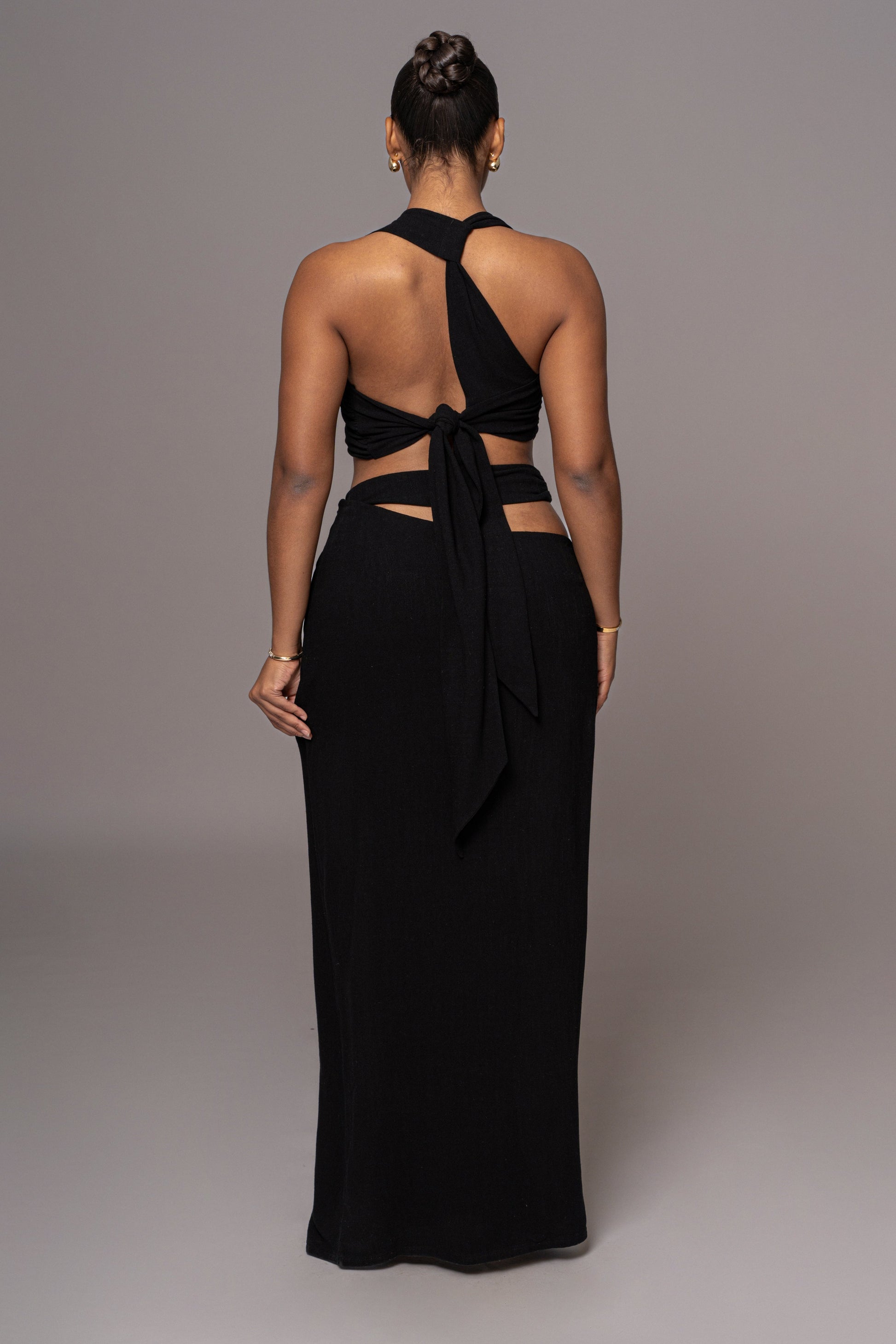 Black New Age Two Piece Skirt Set JLUXLABEL