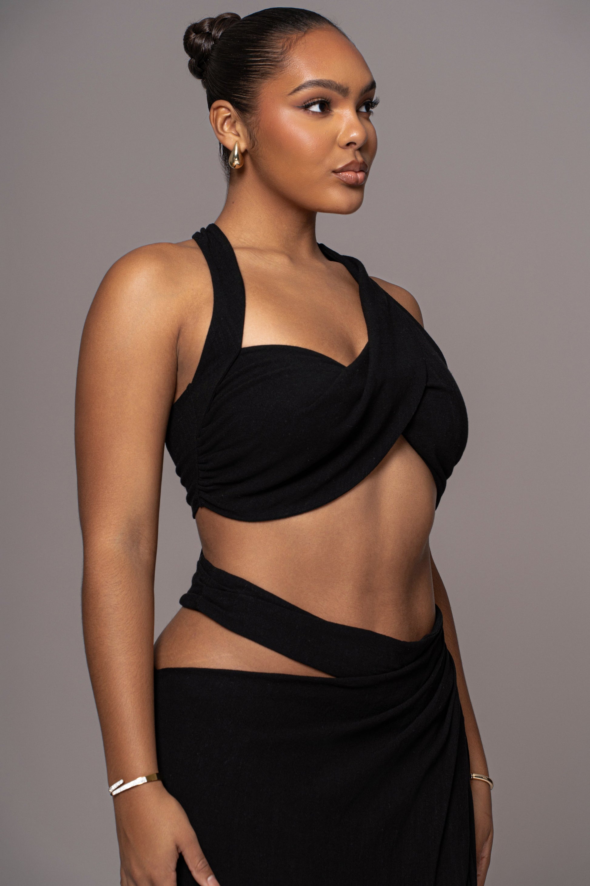 Black New Age Two Piece Skirt Set JLUXLABEL