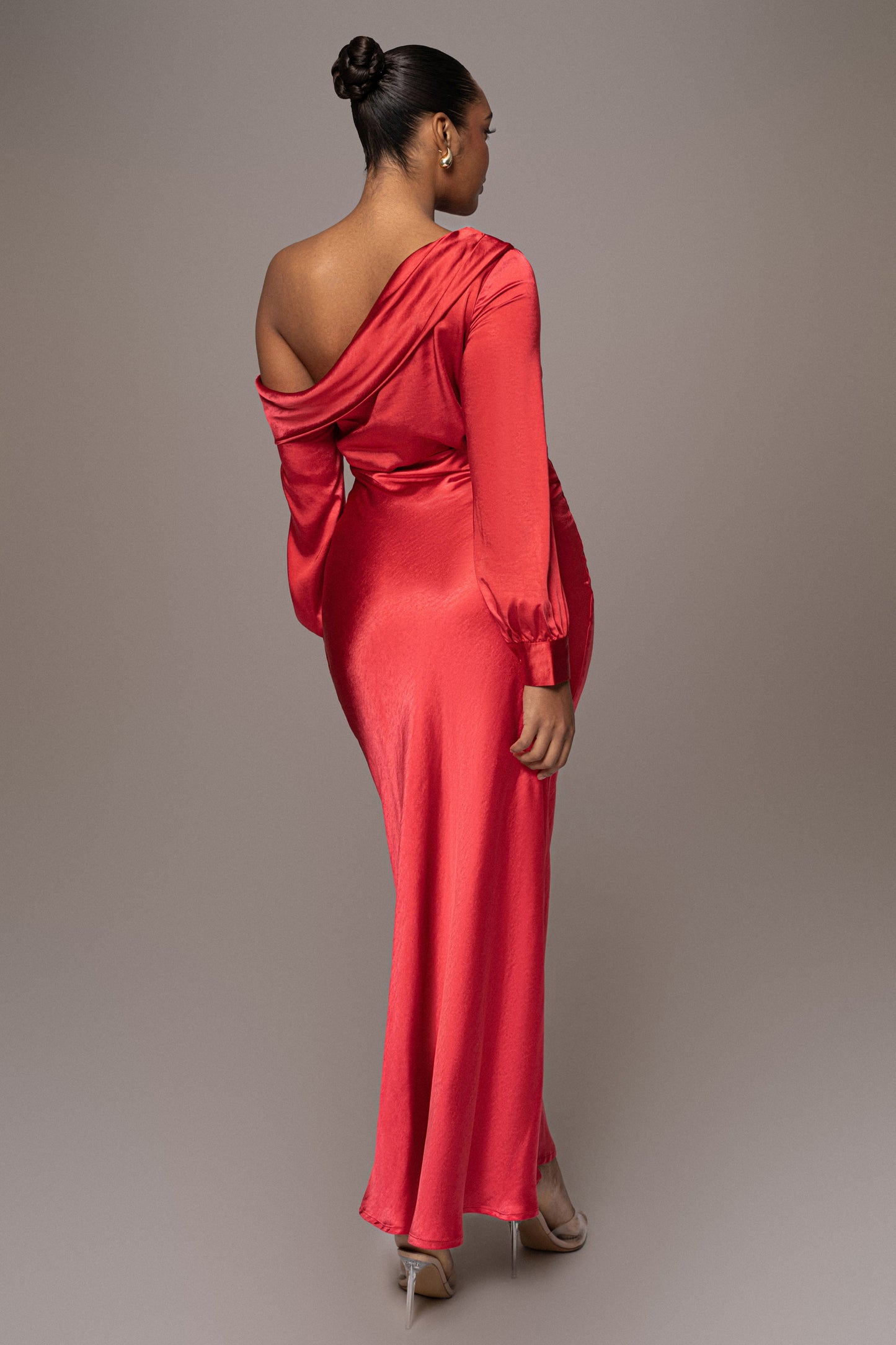 Red Elva Satin Maxi Skirt JLUXLABEL