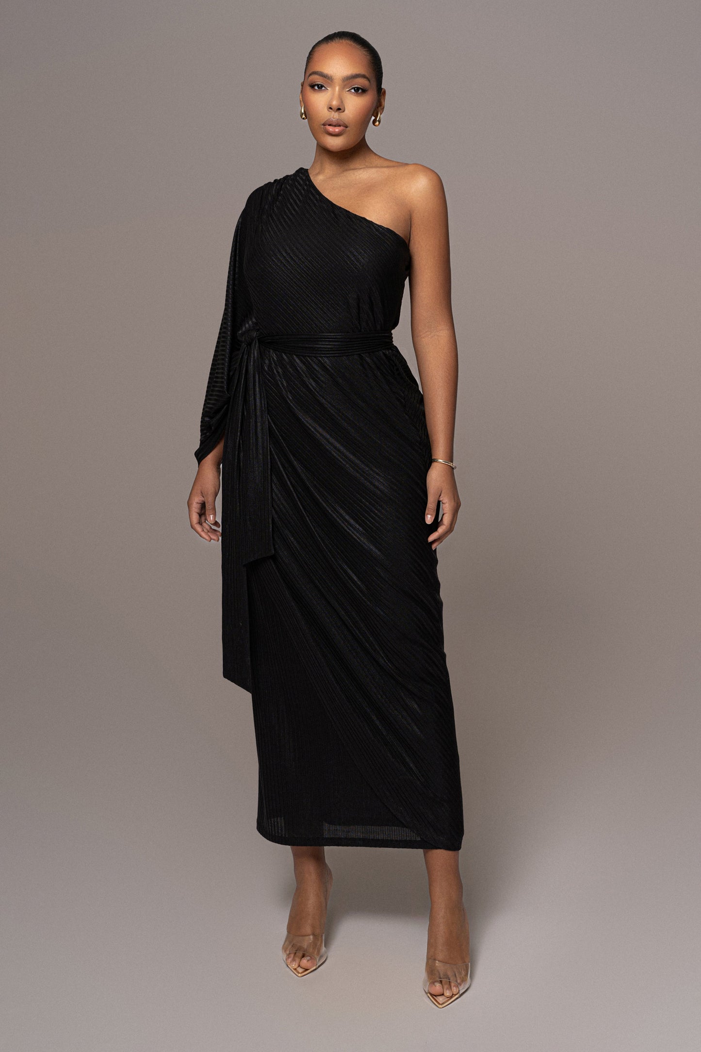 Black Amina Metallic Maxi Dress JLUXLABEL