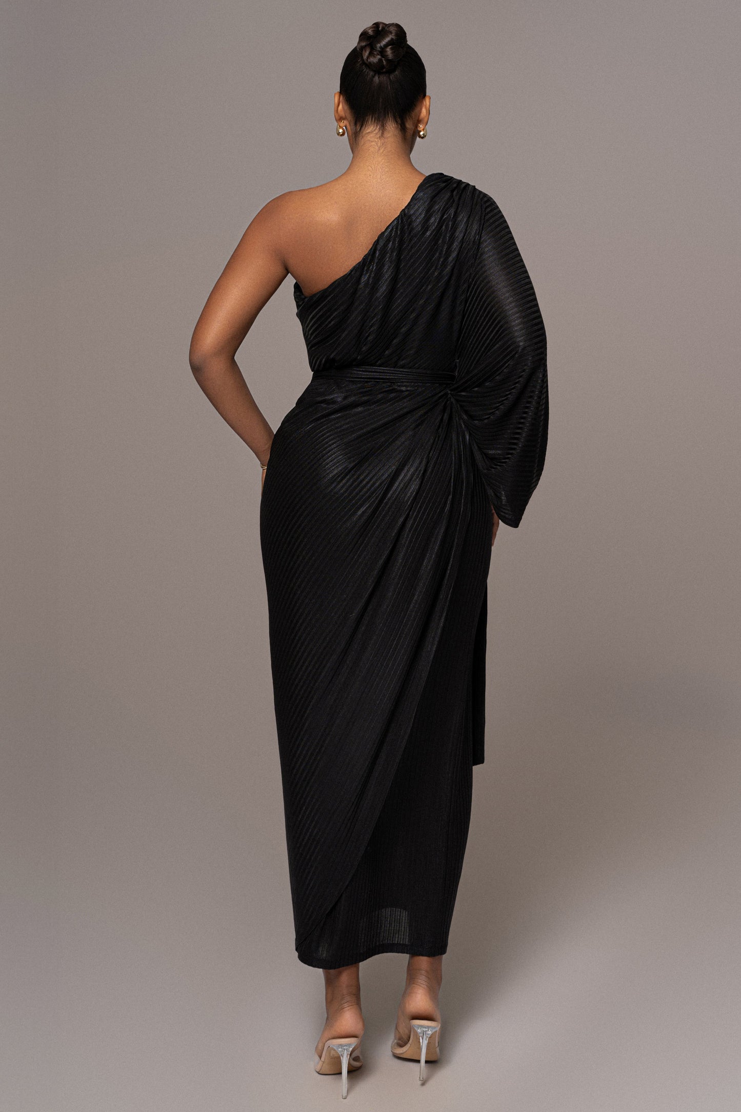 Black Amina Metallic Maxi Dress JLUXLABEL