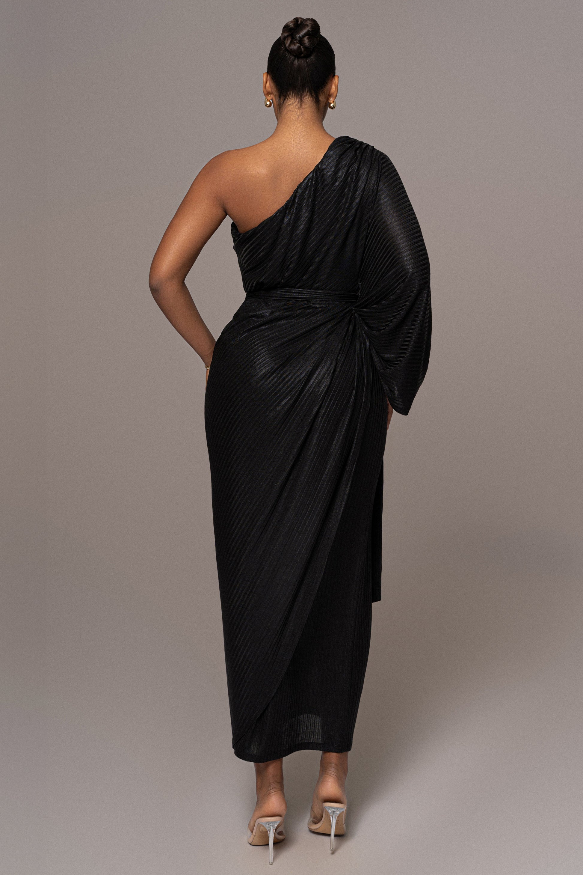 Black Amina Metallic Maxi Dress JLUXLABEL