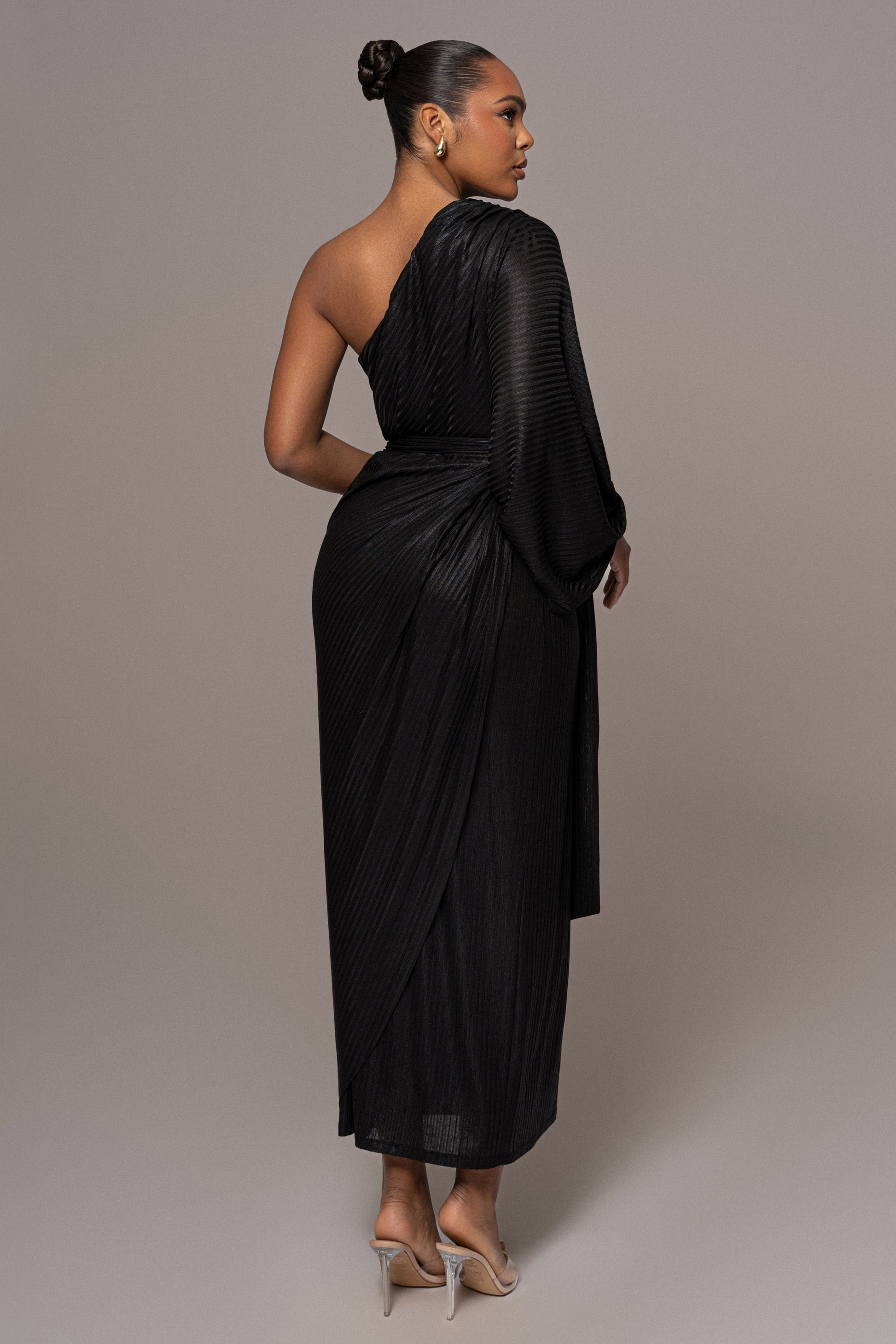 Black Amina Metallic Maxi Dress JLUXLABEL