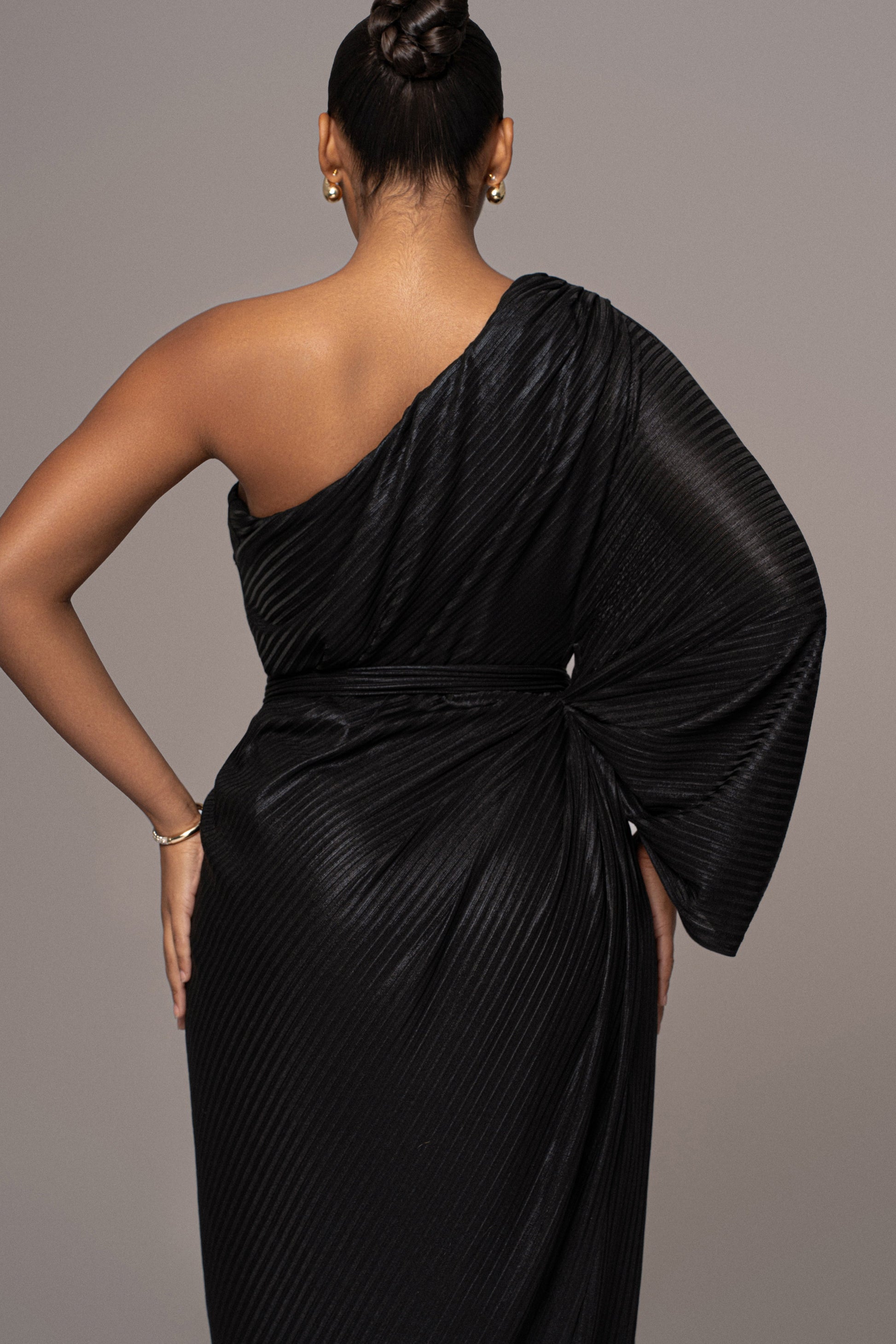 Black Amina Metallic Maxi Dress JLUXLABEL