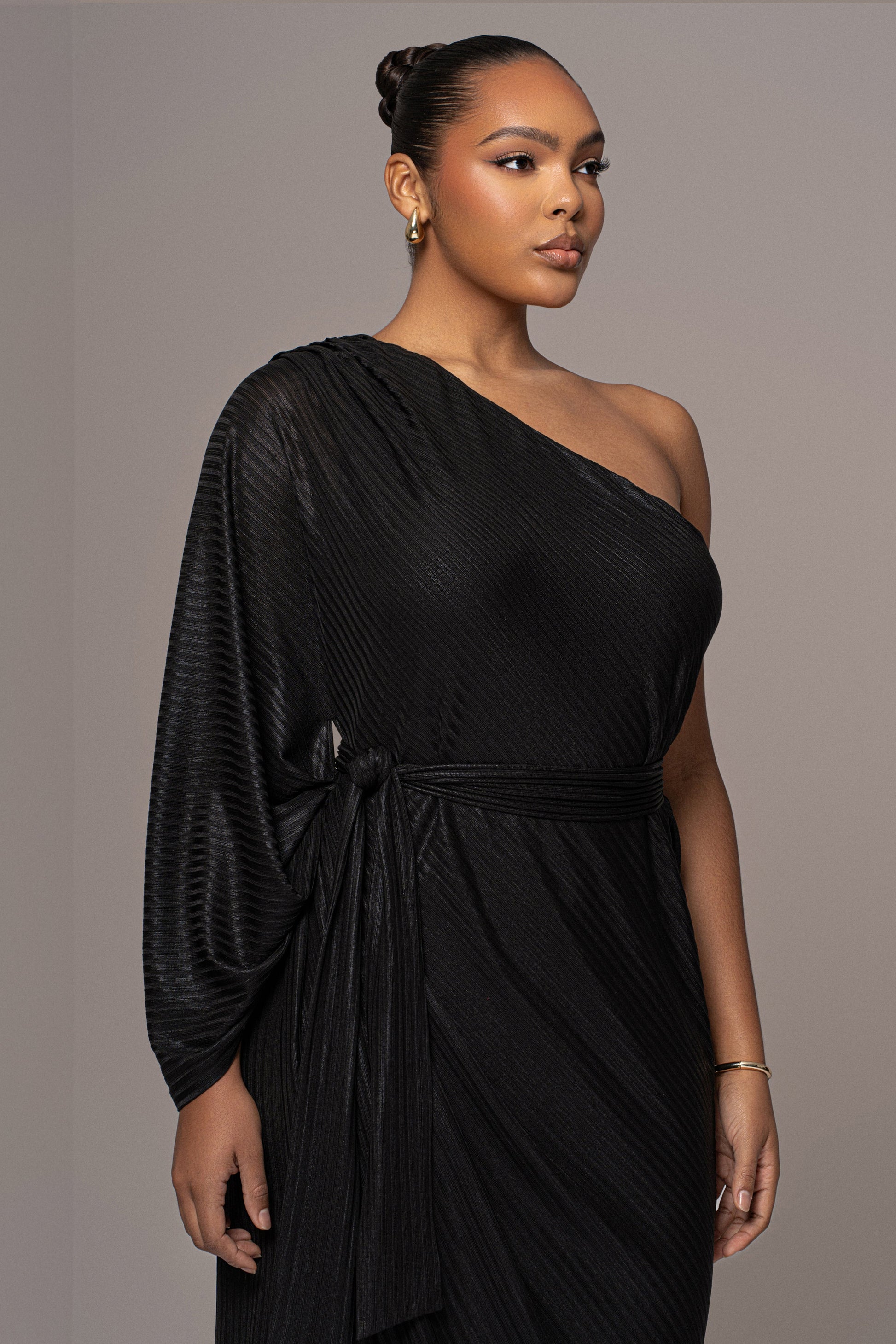 Black Amina Metallic Maxi Dress JLUXLABEL