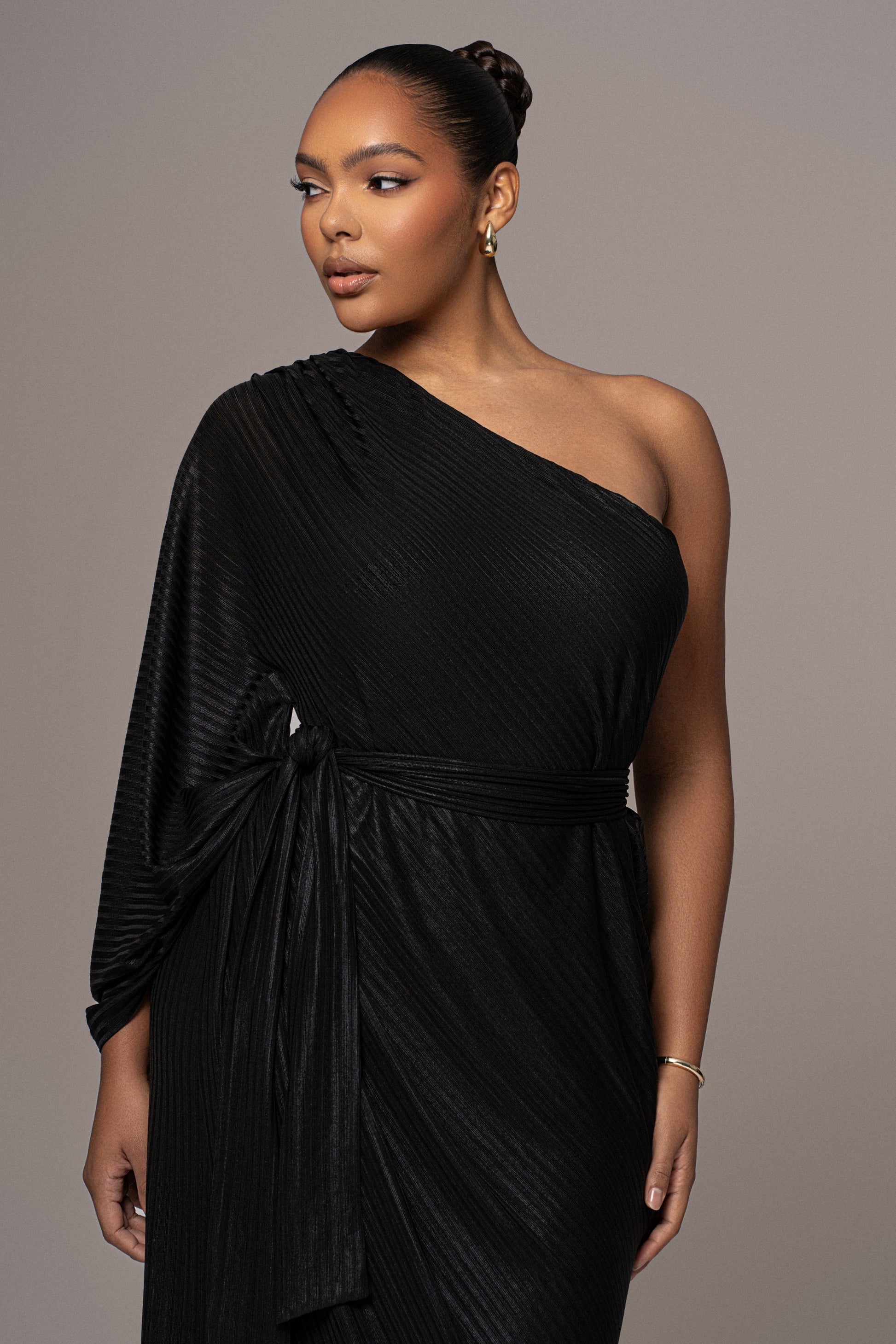 Black Amina Metallic Maxi Dress JLUXLABEL