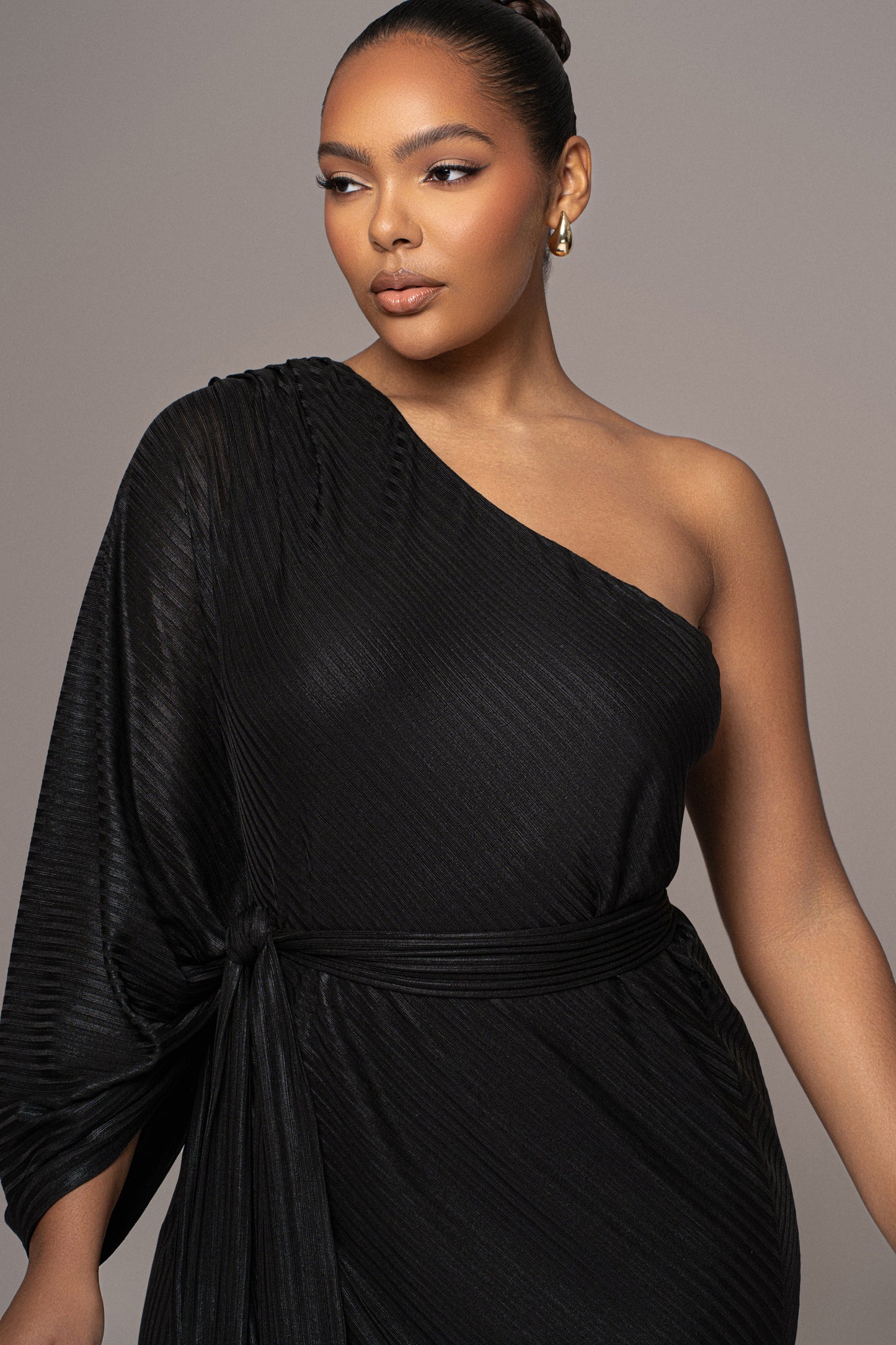 Black Amina Metallic Maxi Dress JLUXLABEL