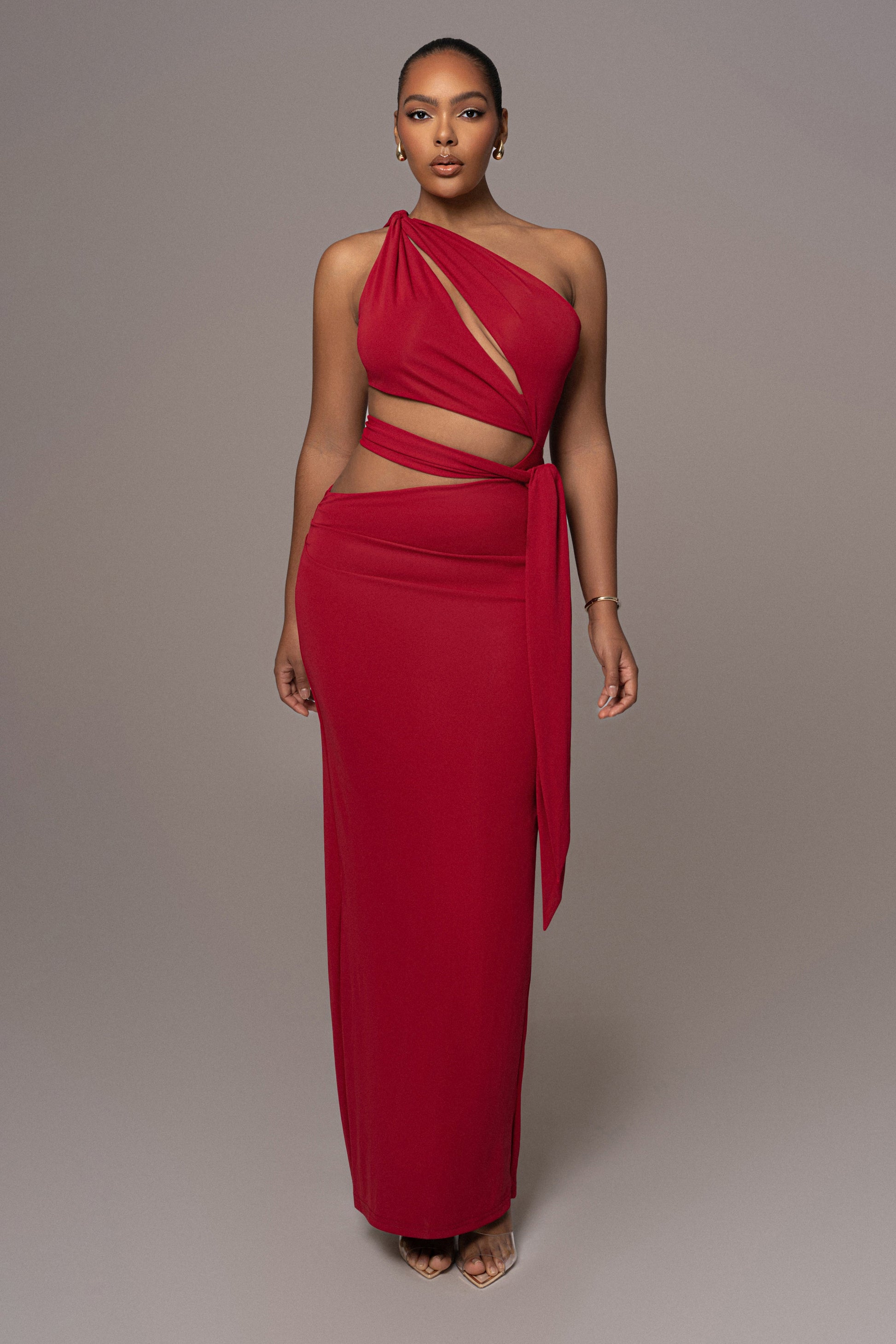 Red Athenia Keyhole Maxi Dress JLUXLABEL