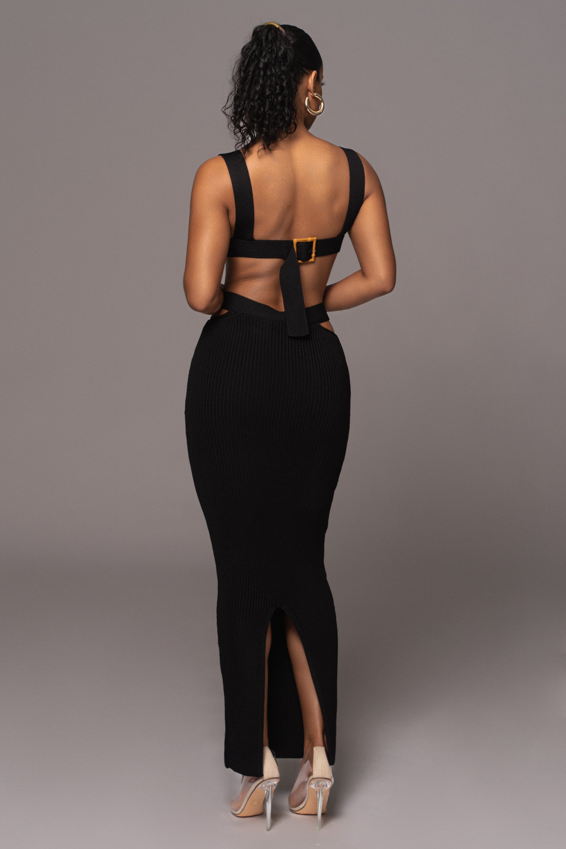 Black Nikole Ribbed Skirt Set JLUXLABEL
