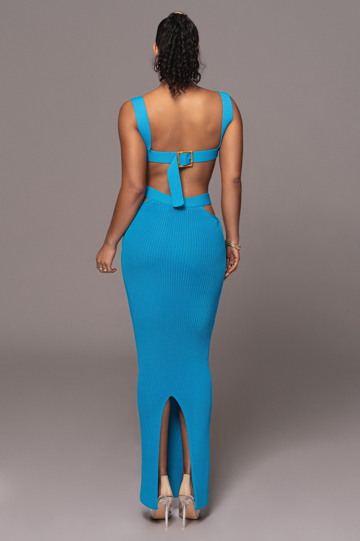Blue Nikole Ribbed Skirt Set JLUXLABEL