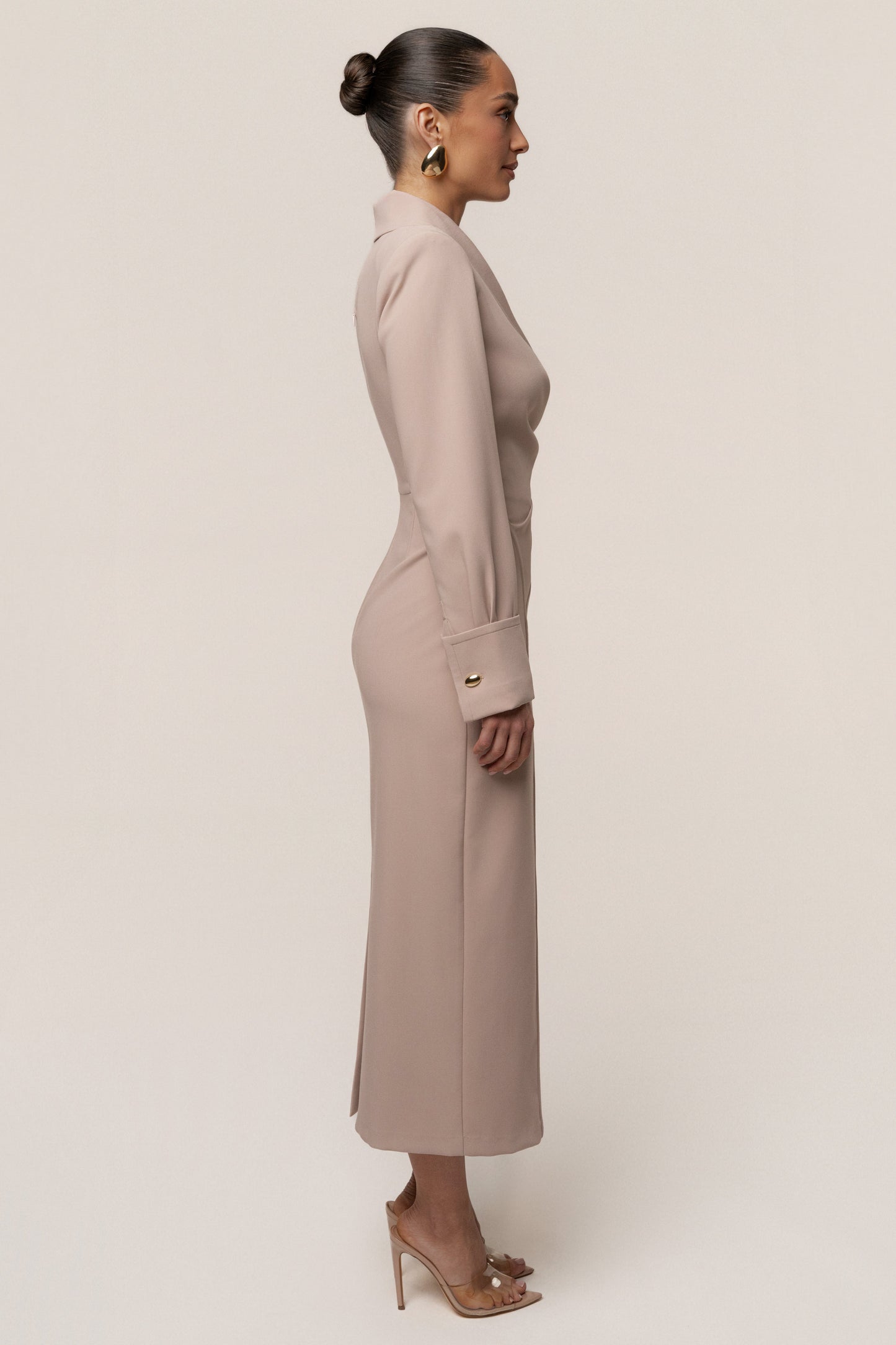 Taupe Manifest Blazer Midi Dress JLUXLABEL
