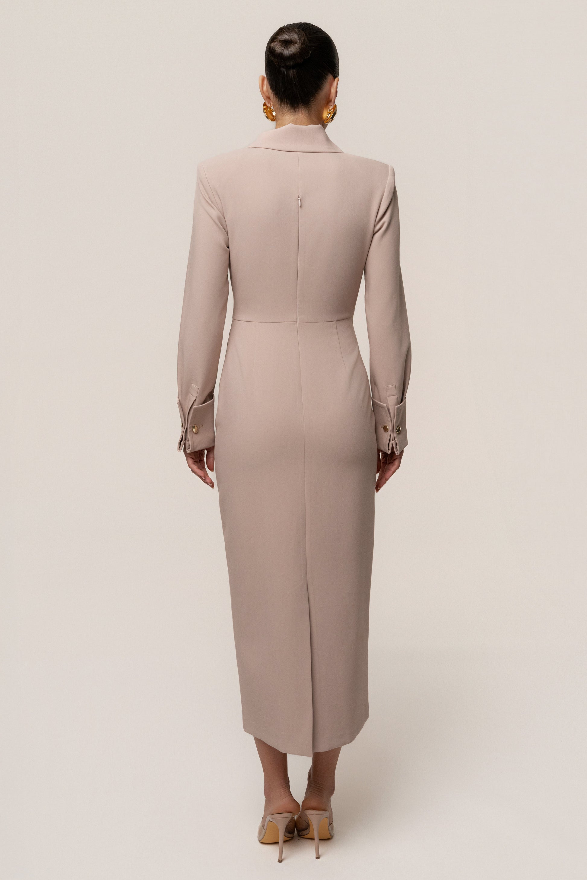 Taupe Manifest Blazer Midi Dress JLUXLABEL