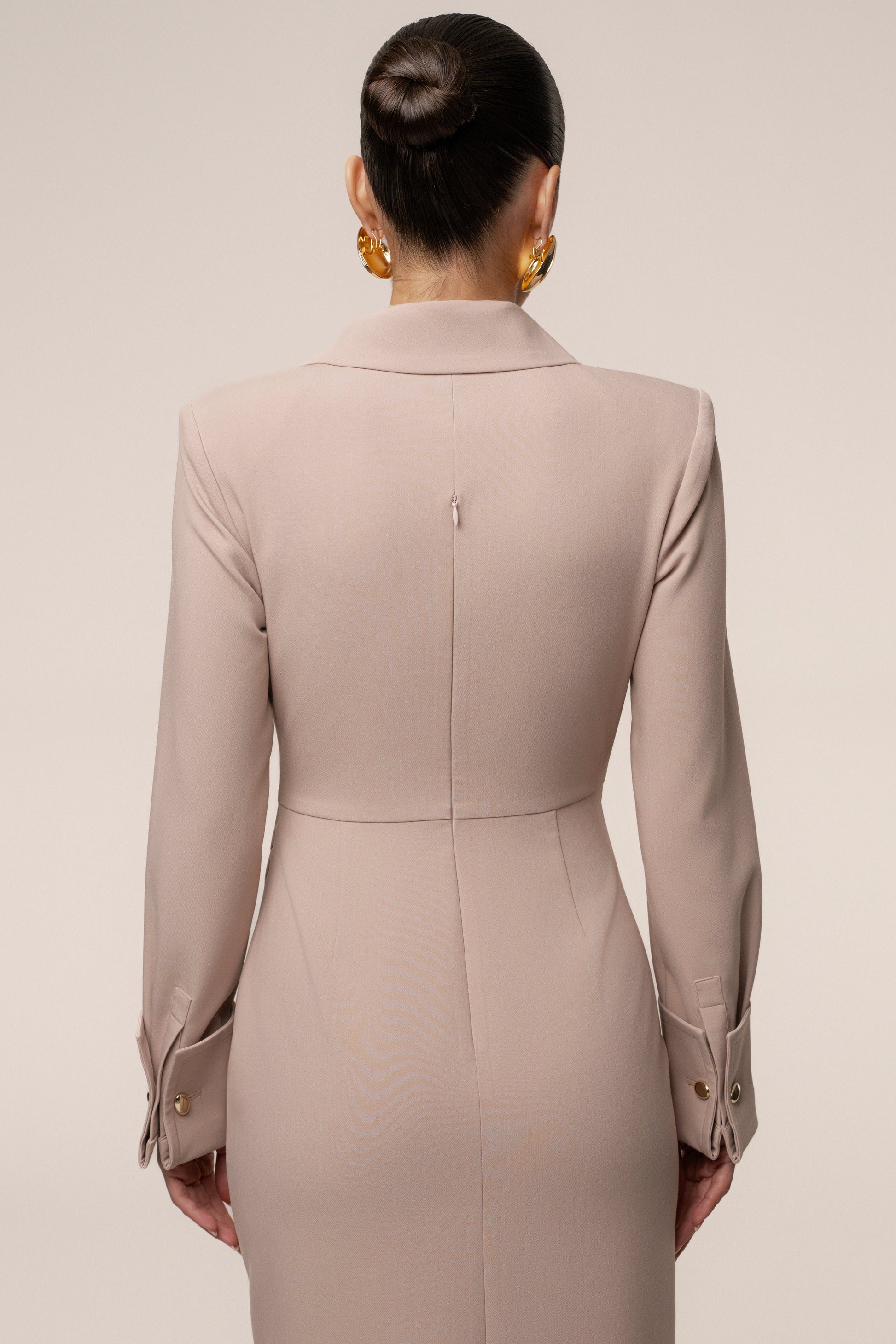 Taupe Manifest Blazer Midi Dress JLUXLABEL
