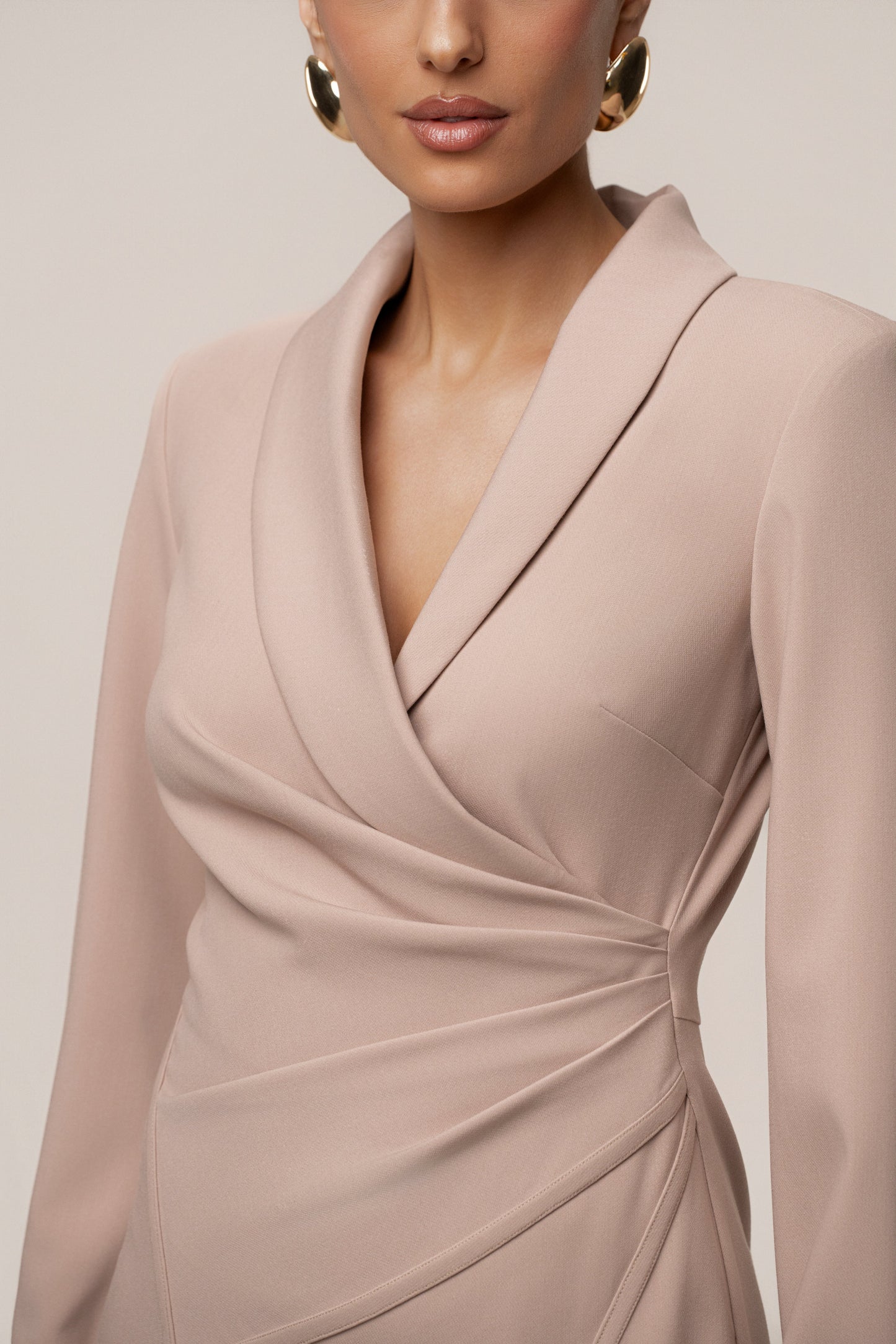 Taupe Manifest Blazer Midi Dress JLUXLABEL