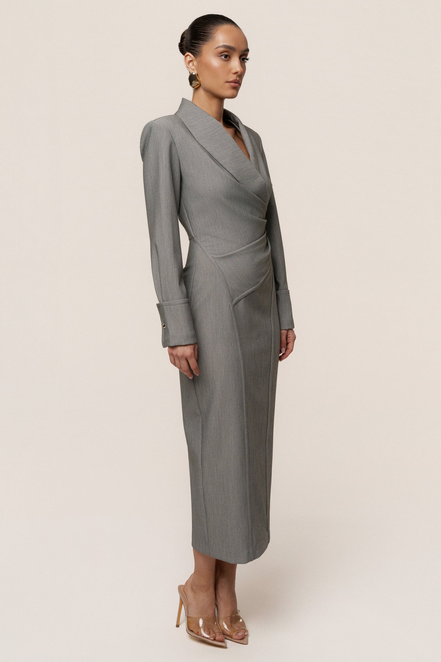 Grey Manifest Blazer Midi Dress JLUXLABEL