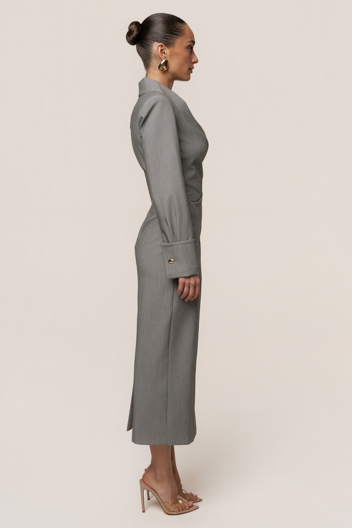 Grey Manifest Blazer Midi Dress JLUXLABEL