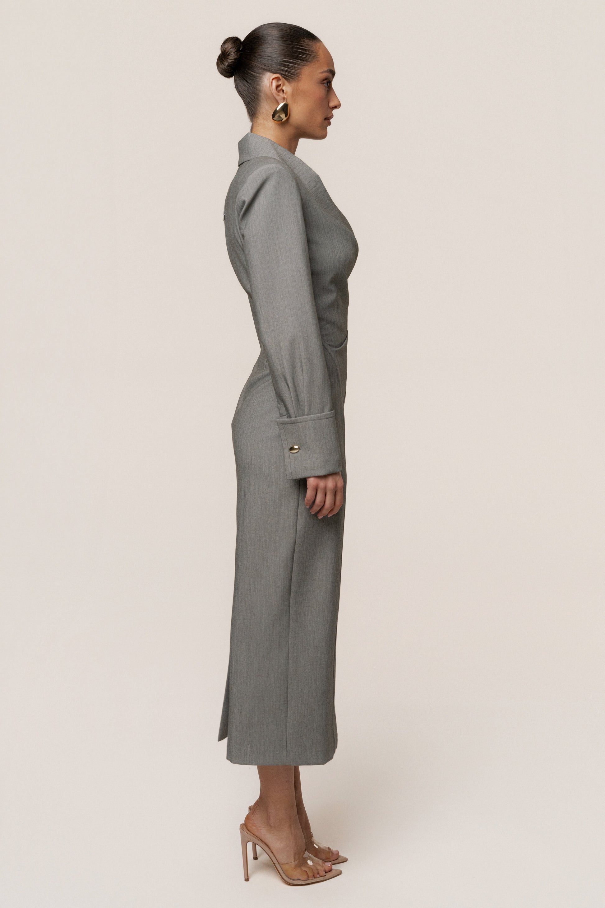 Grey Manifest Blazer Midi Dress JLUXLABEL