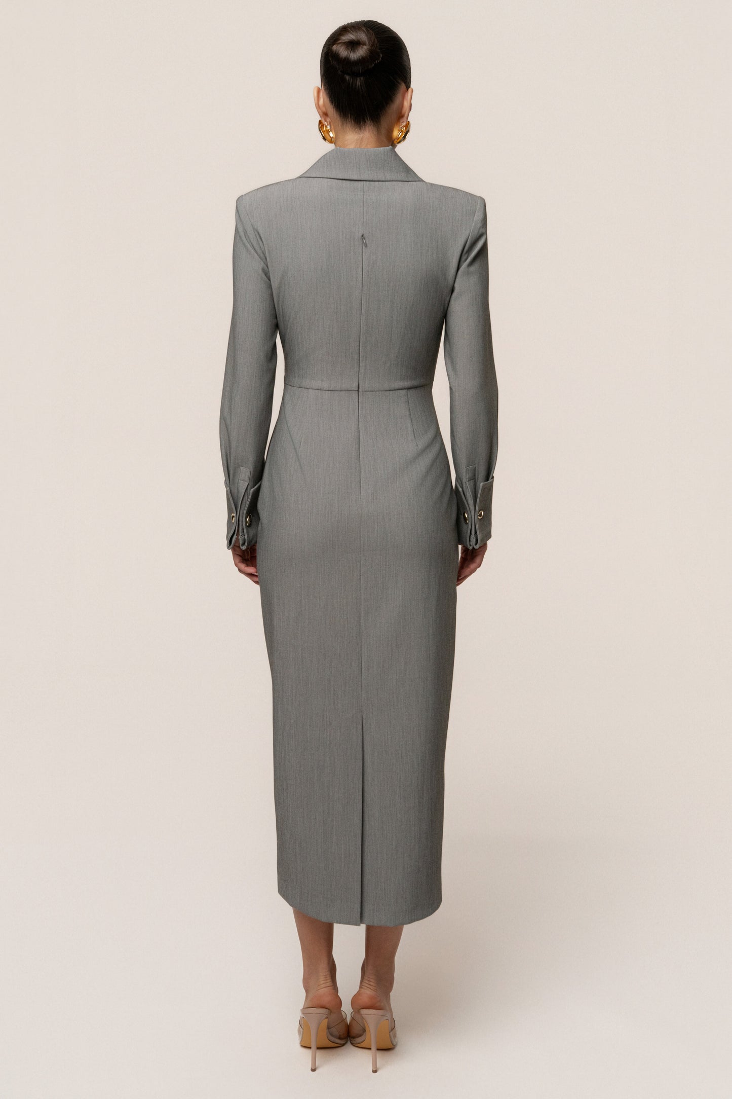 Grey Manifest Blazer Midi Dress JLUXLABEL