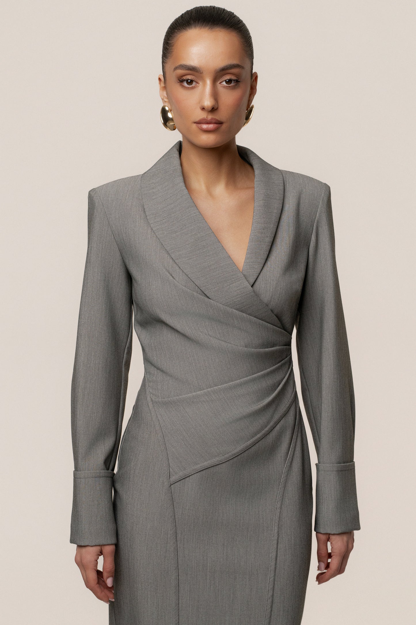 Grey Manifest Blazer Midi Dress JLUXLABEL