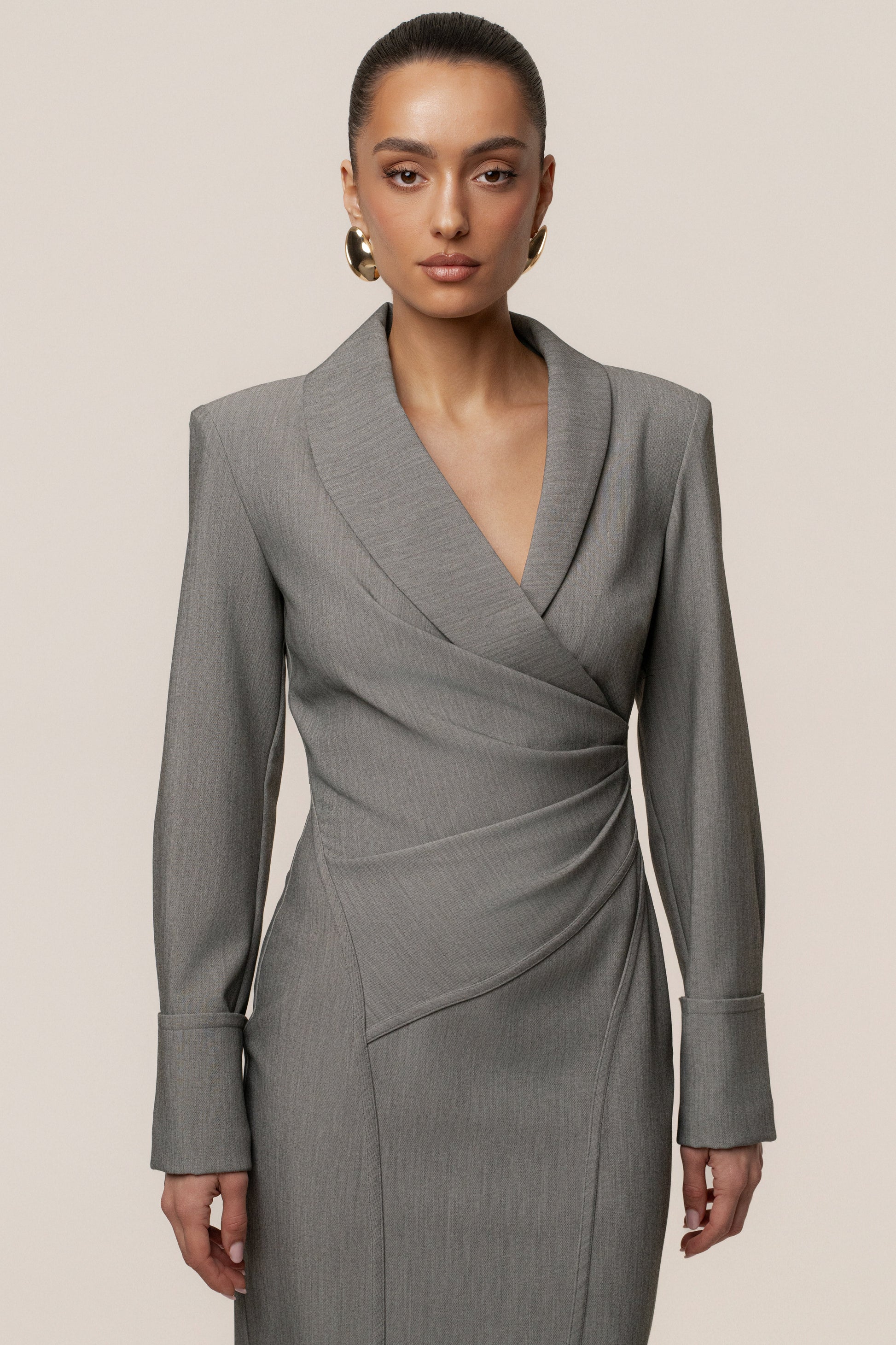 Grey Manifest Blazer Midi Dress JLUXLABEL